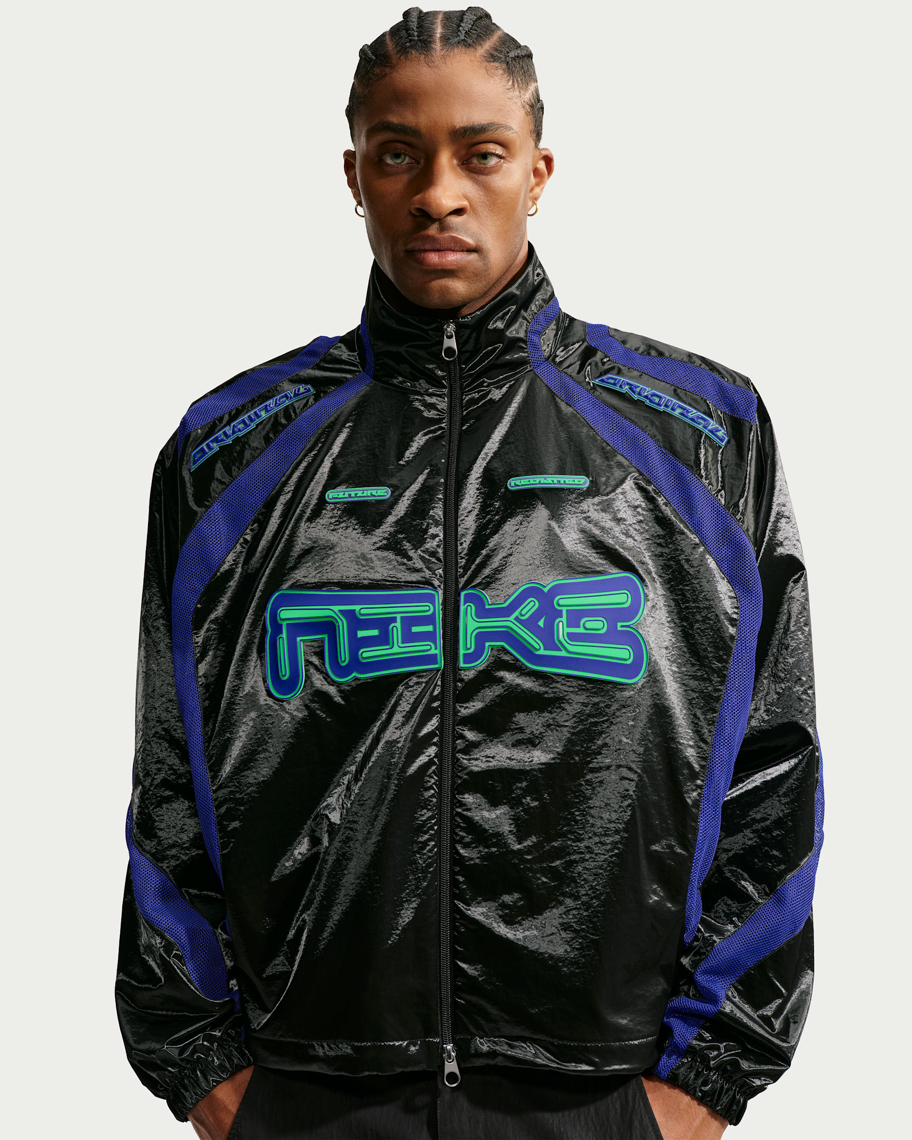 Nike Project F.R.O.G. Men's Woven Flow Track Jacket - Black/Old Royal/Old Royal/Illusion Green