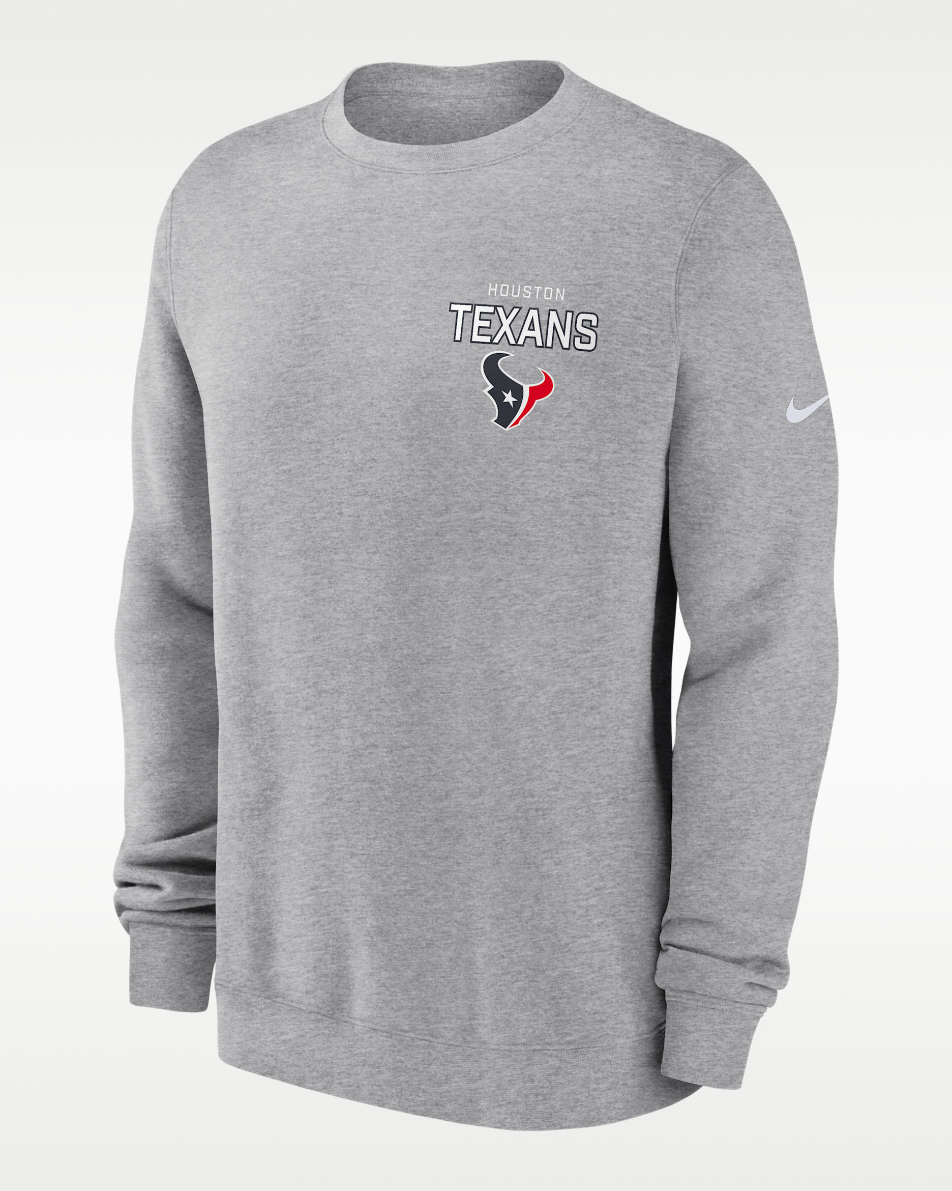 Sudadera de cuello redondo sin cierre Nike de la NFL para hombre Houston Texans Draw Block Club - Gris jaspeado