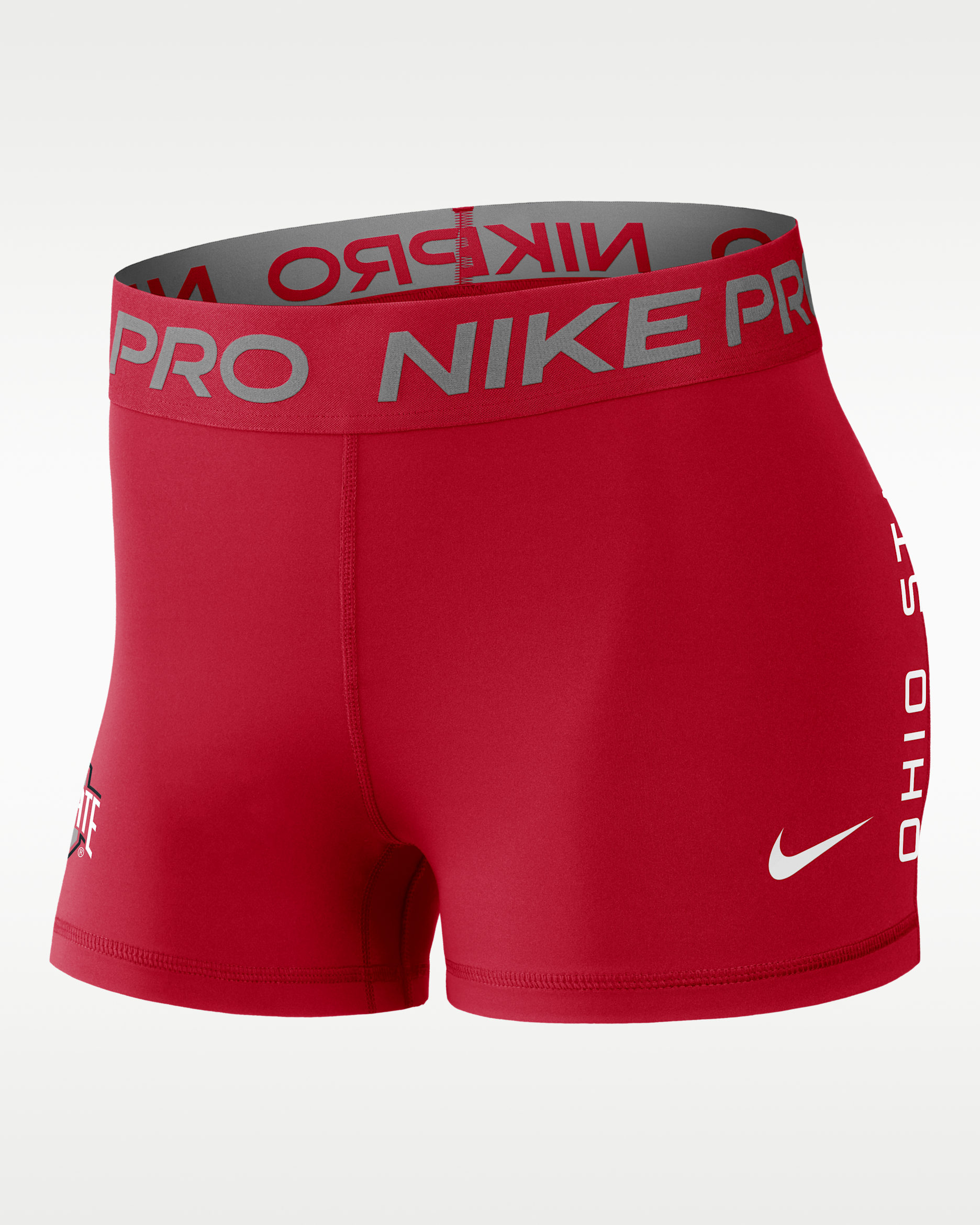 Ohio State Pro Women's Nike Dri-FIT College Mid-Rise Shorts - University Red