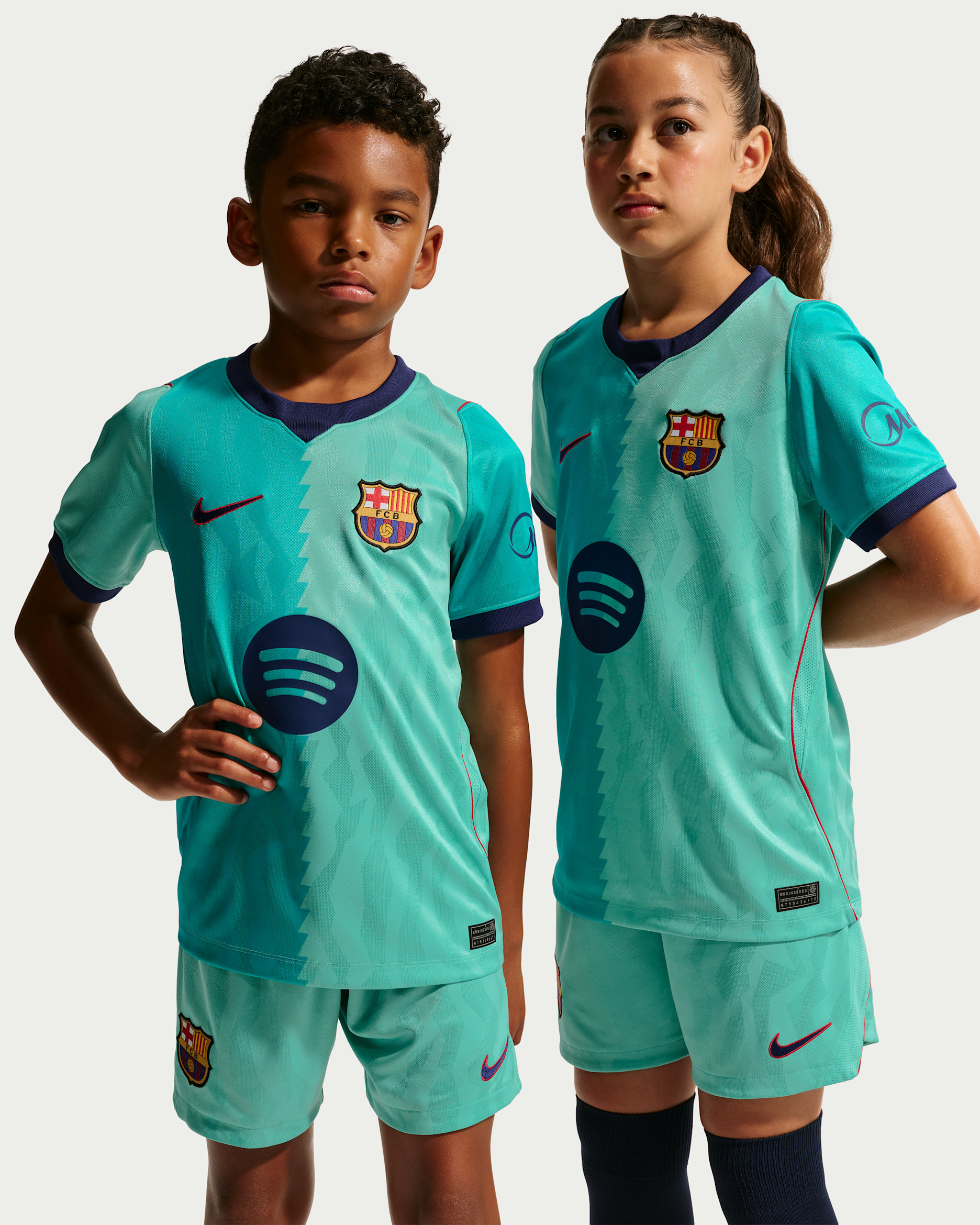 FCバルセロナ 2026/27 スタジアム サード ジュニア ナイキ Dri-FIT サッカー レプリカ ユニフォーム トップス - グリーンフロスト/グリーンフロスト/ジムレッド/ロイヤルブルー