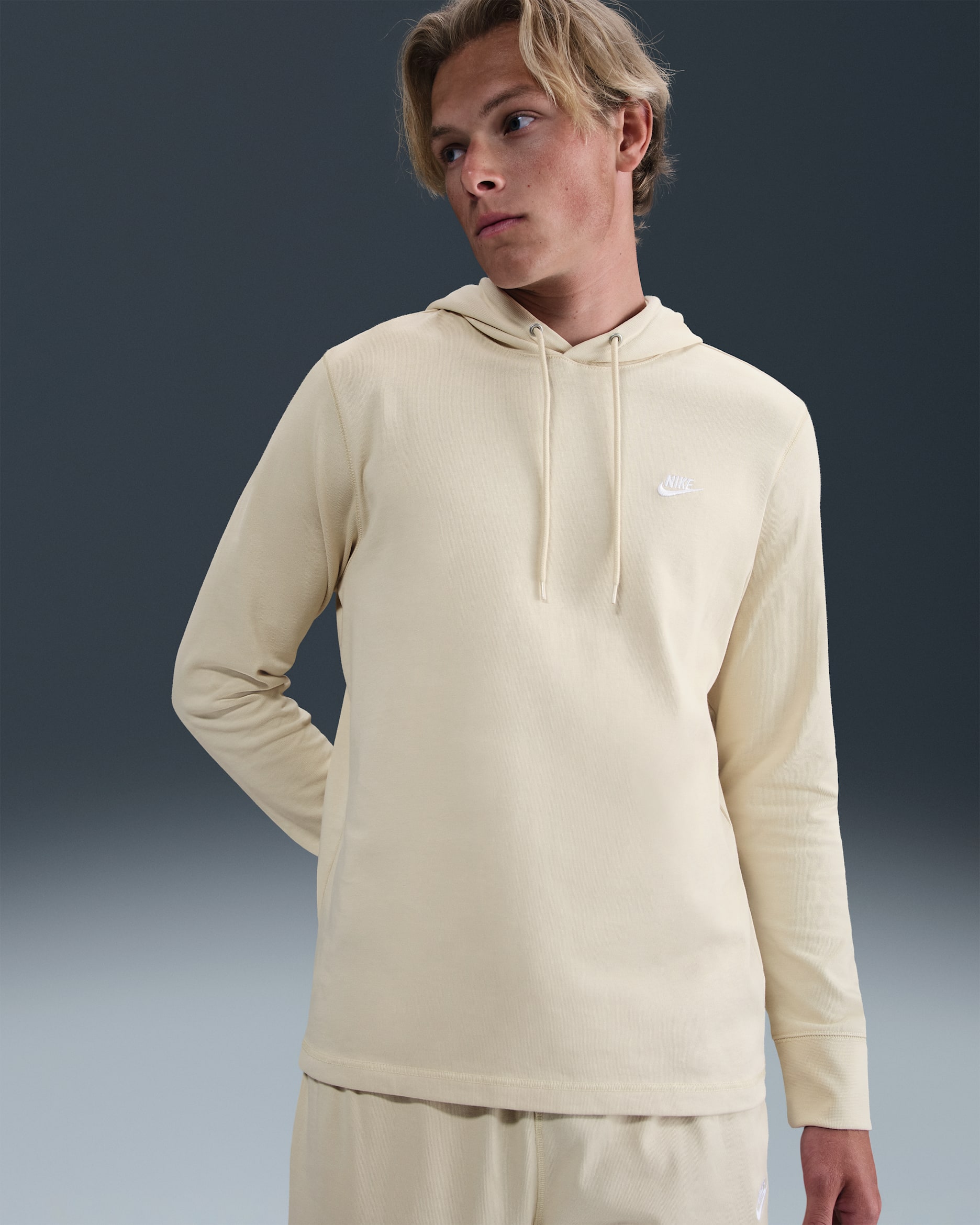 Nike Sportswear Club Men's Knit Pullover Hoodie - Light Khaki/Light Khaki/White