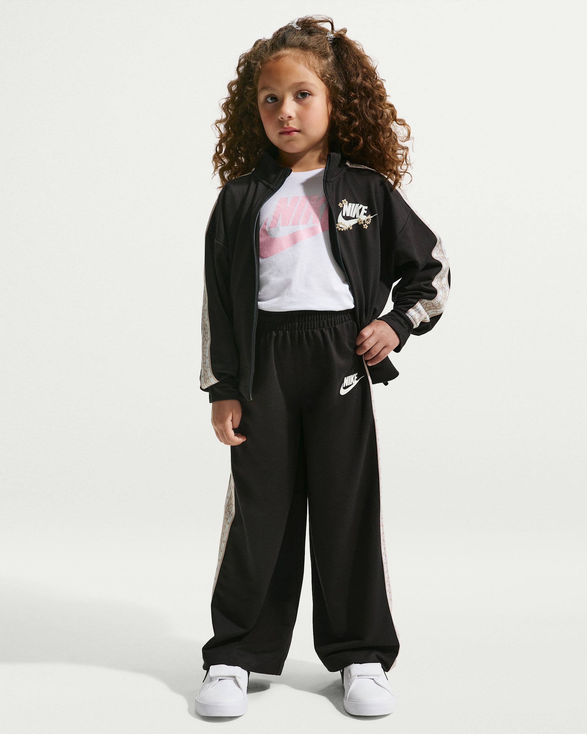 Conjunto deportivo para pistas de dos piezas Nike Retro Remix para niños talla pequeña - Negro