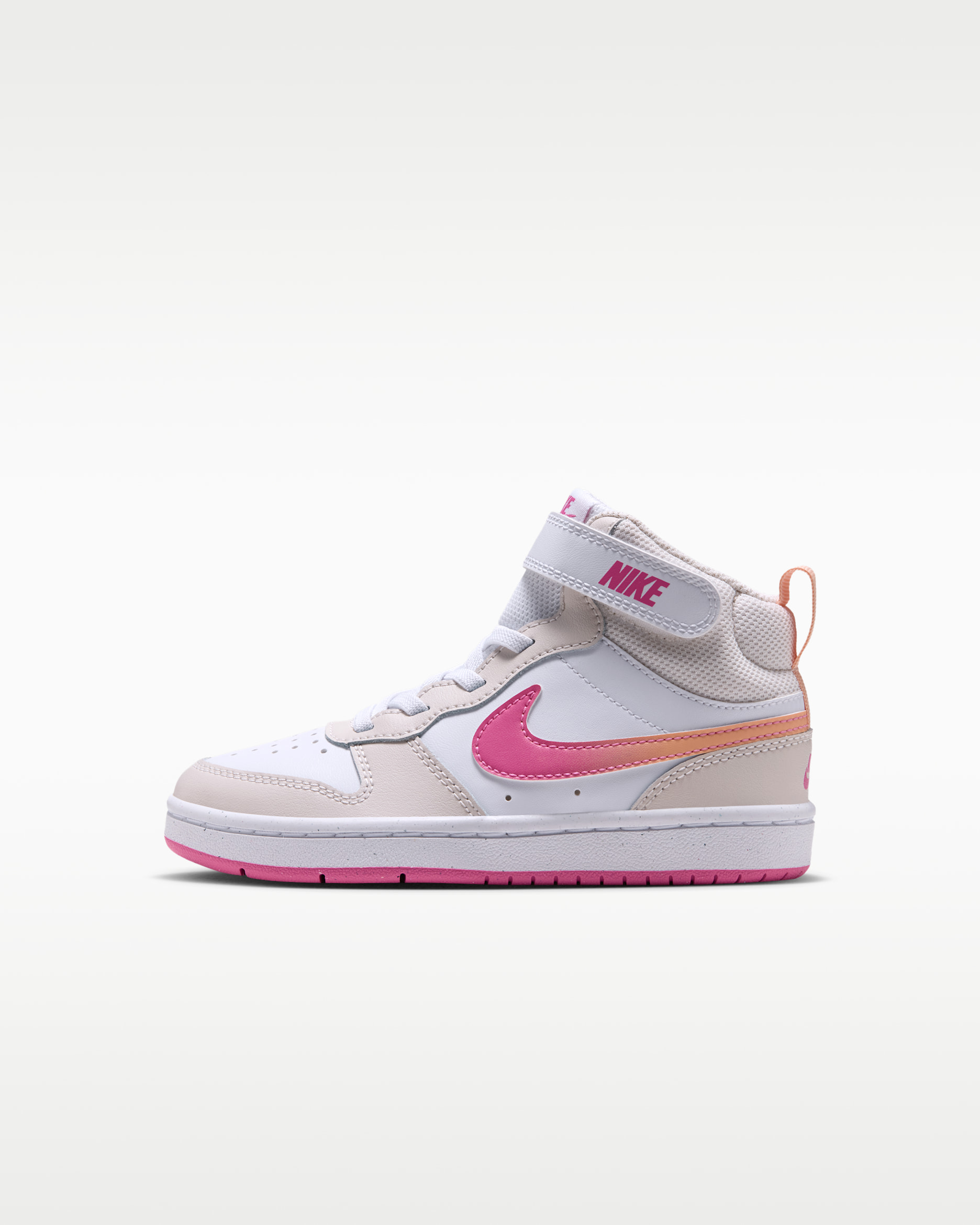 Tenis para niños de preescolar Nike Court Borough Mid 2 - Fantasma/Puesta de sol neblina/Rosa paleta