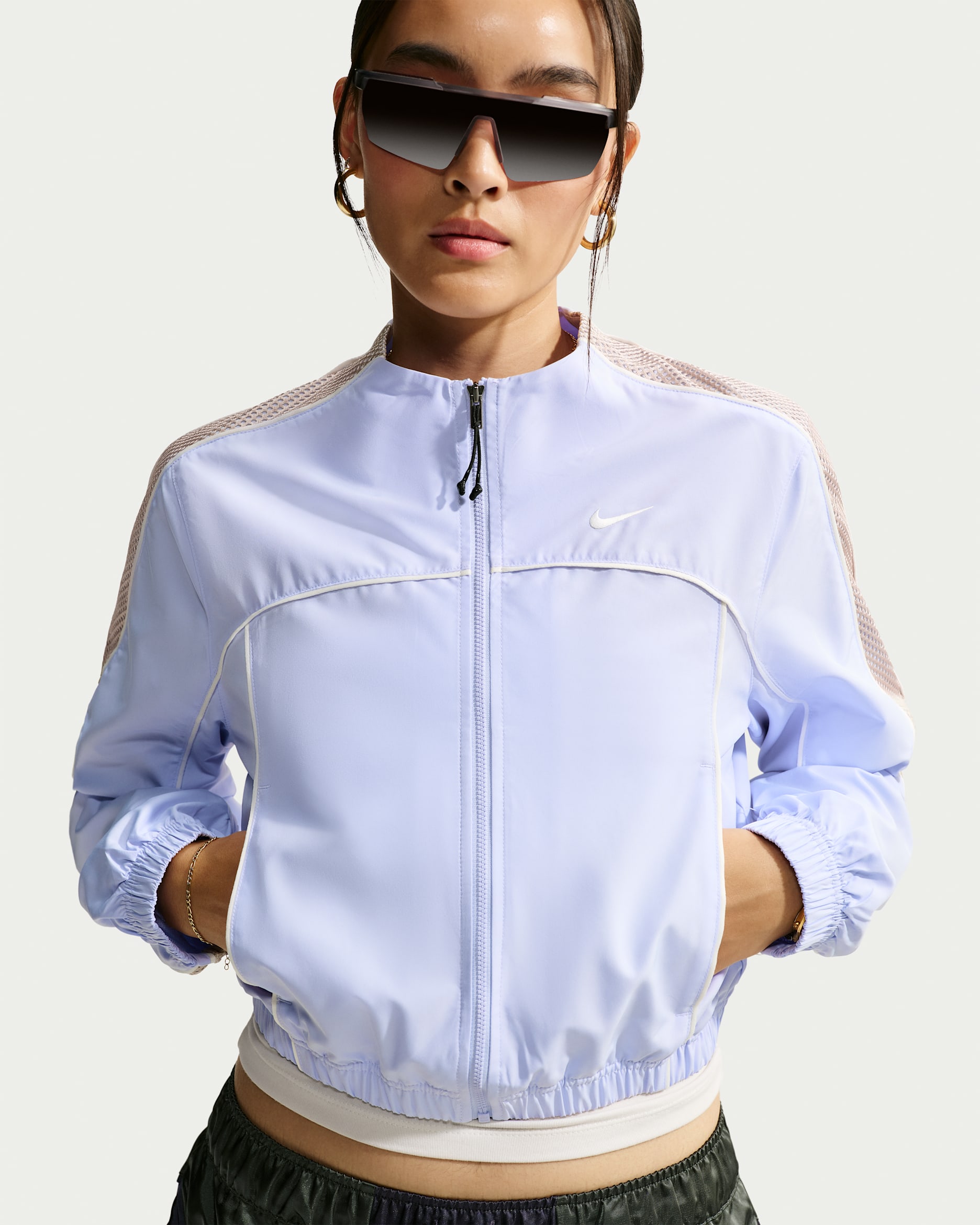 Chamarra de cuello alto para mujer Nike Sportswear - Morado muy pálido/Crema II/Vela