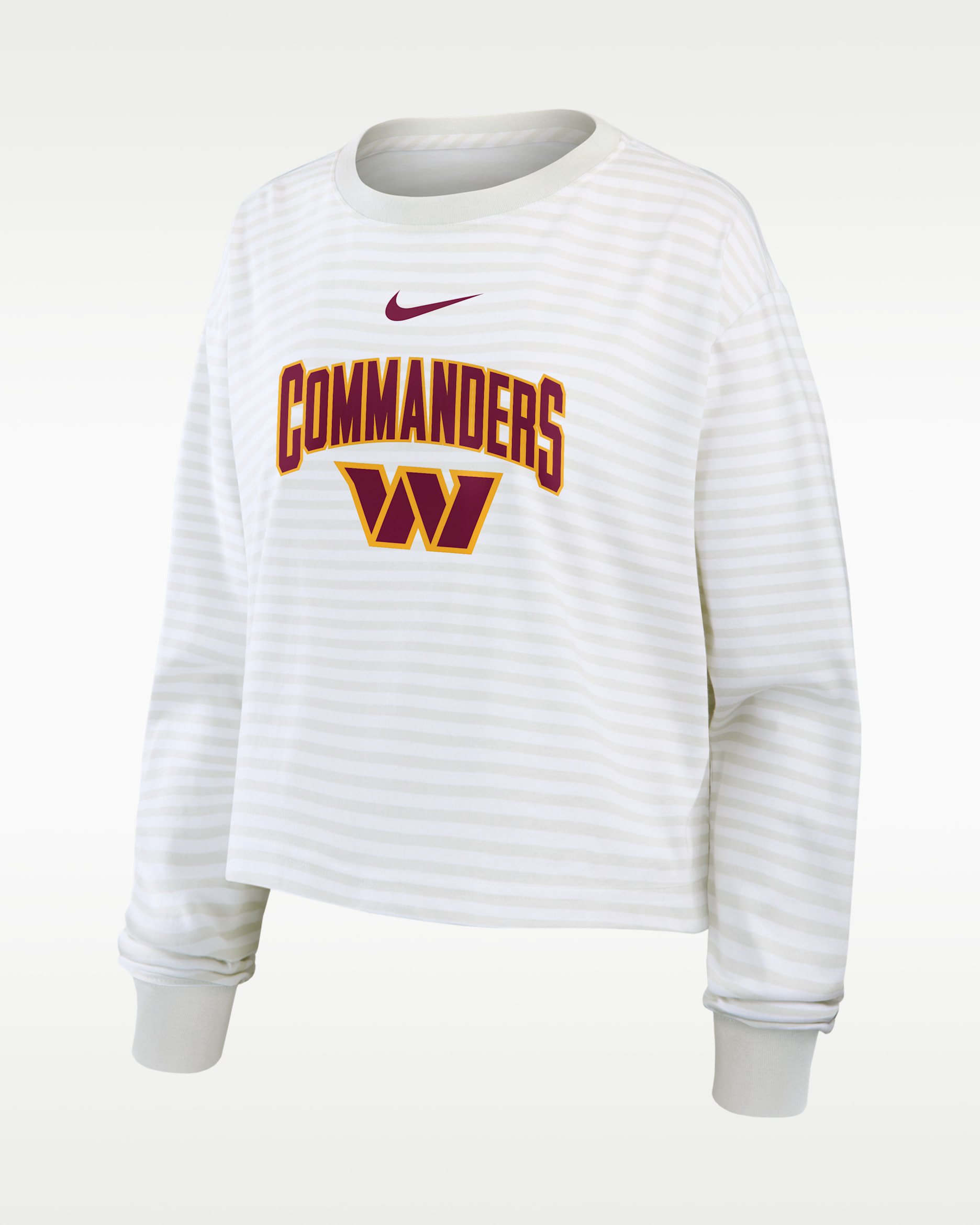 Playera de manga larga cropped Nike para mujer Washington Commanders Primetime - Blanco/Gris