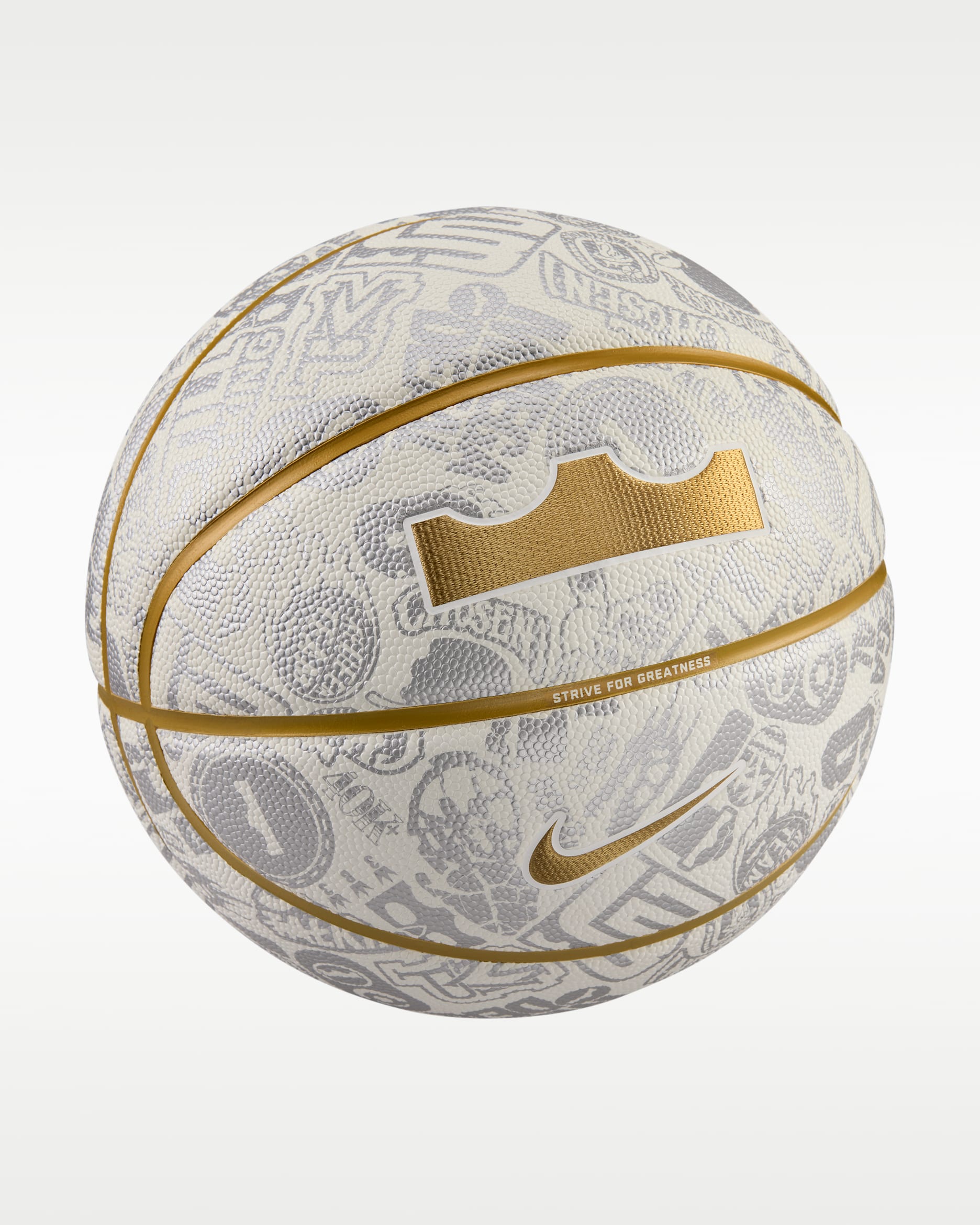 LeBron James "Forever King" Nike Premium Basketball - Sail/Metallic Gold/Sail/Metallic Gold