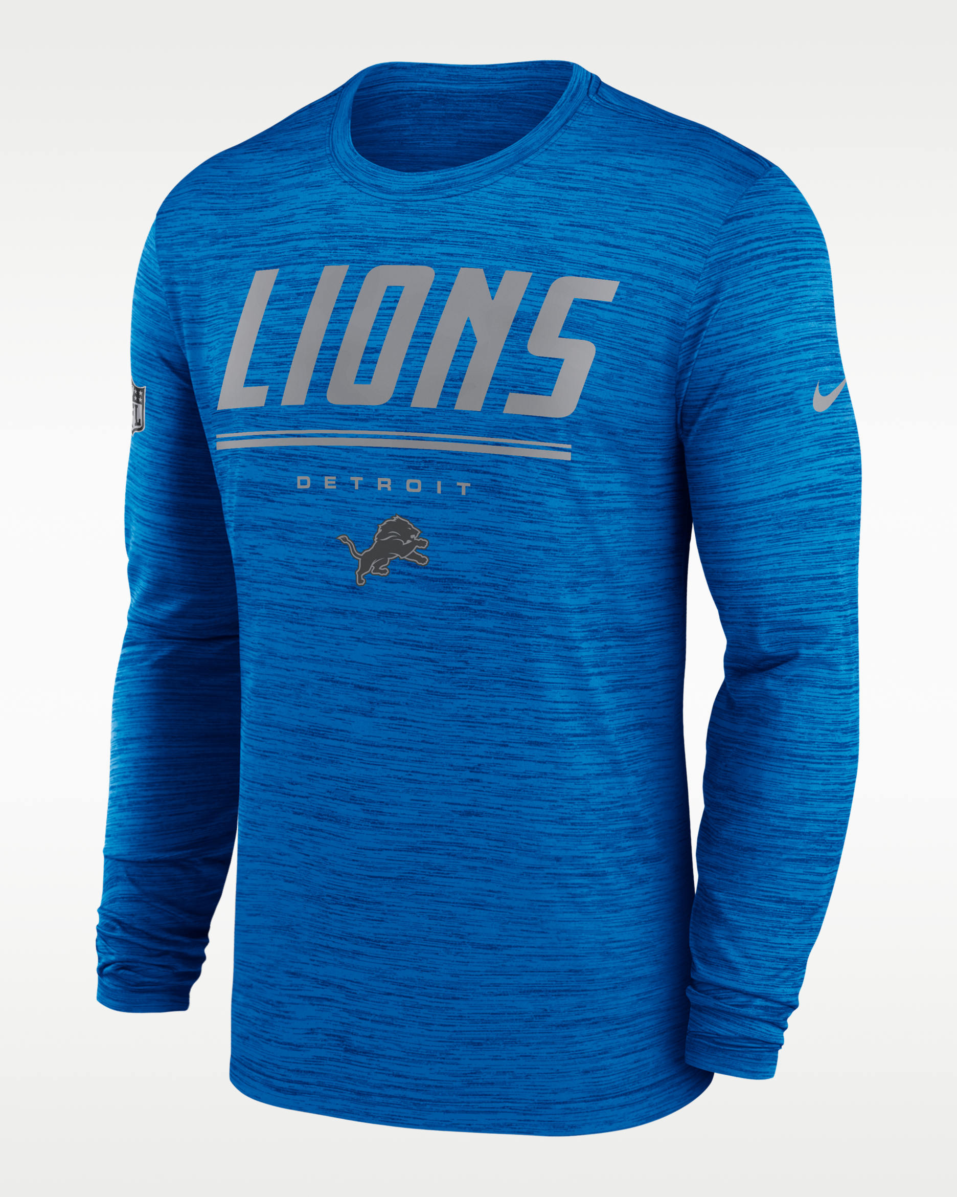 Detroit Lions Sideline Team Issue Velocity Men's Nike Dri-FIT NFL Long-Sleeve T-Shirt - Blue Spark