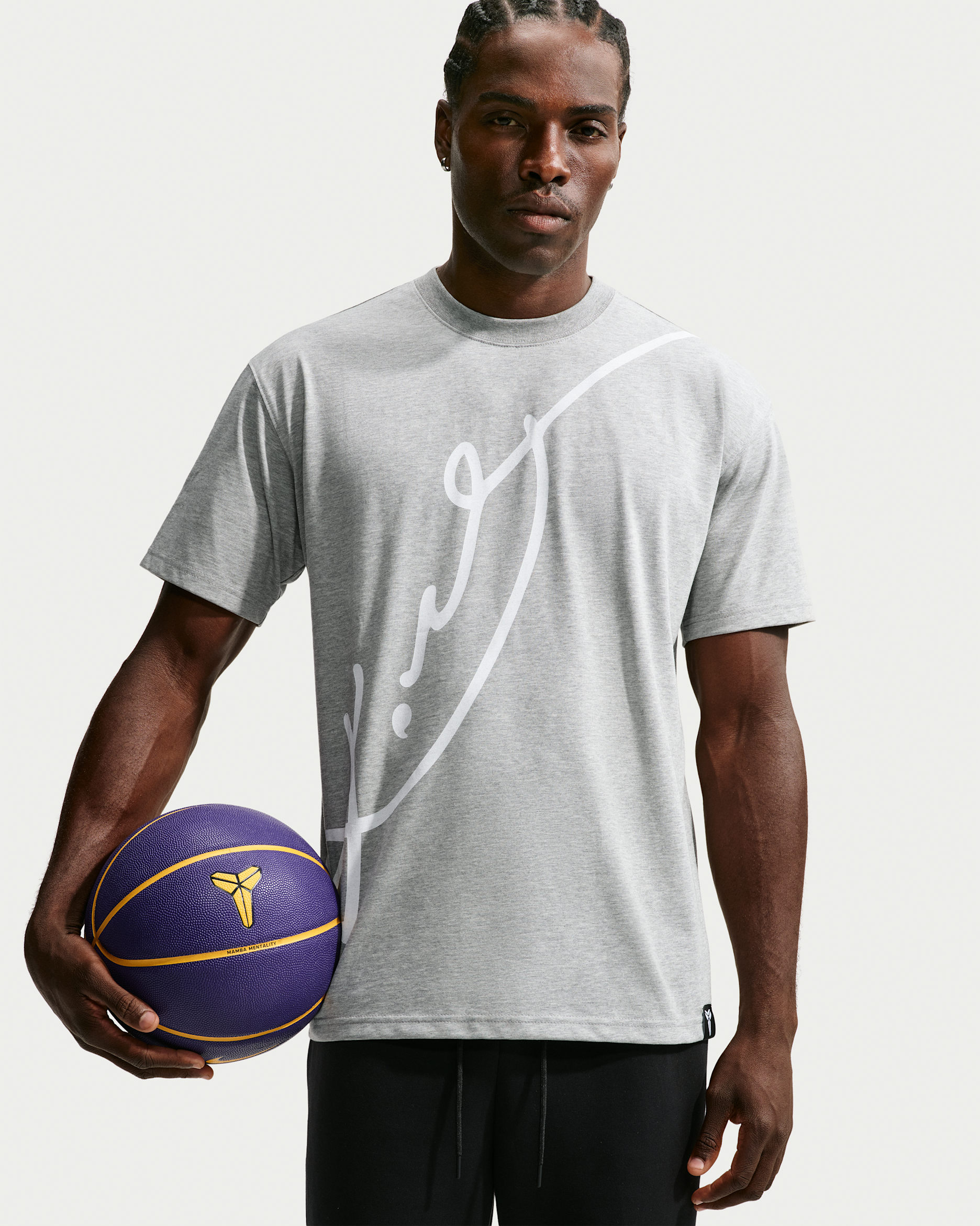 Kobe Men's Dri-FIT Basketball T-Shirt - Dark Grey Heather/White