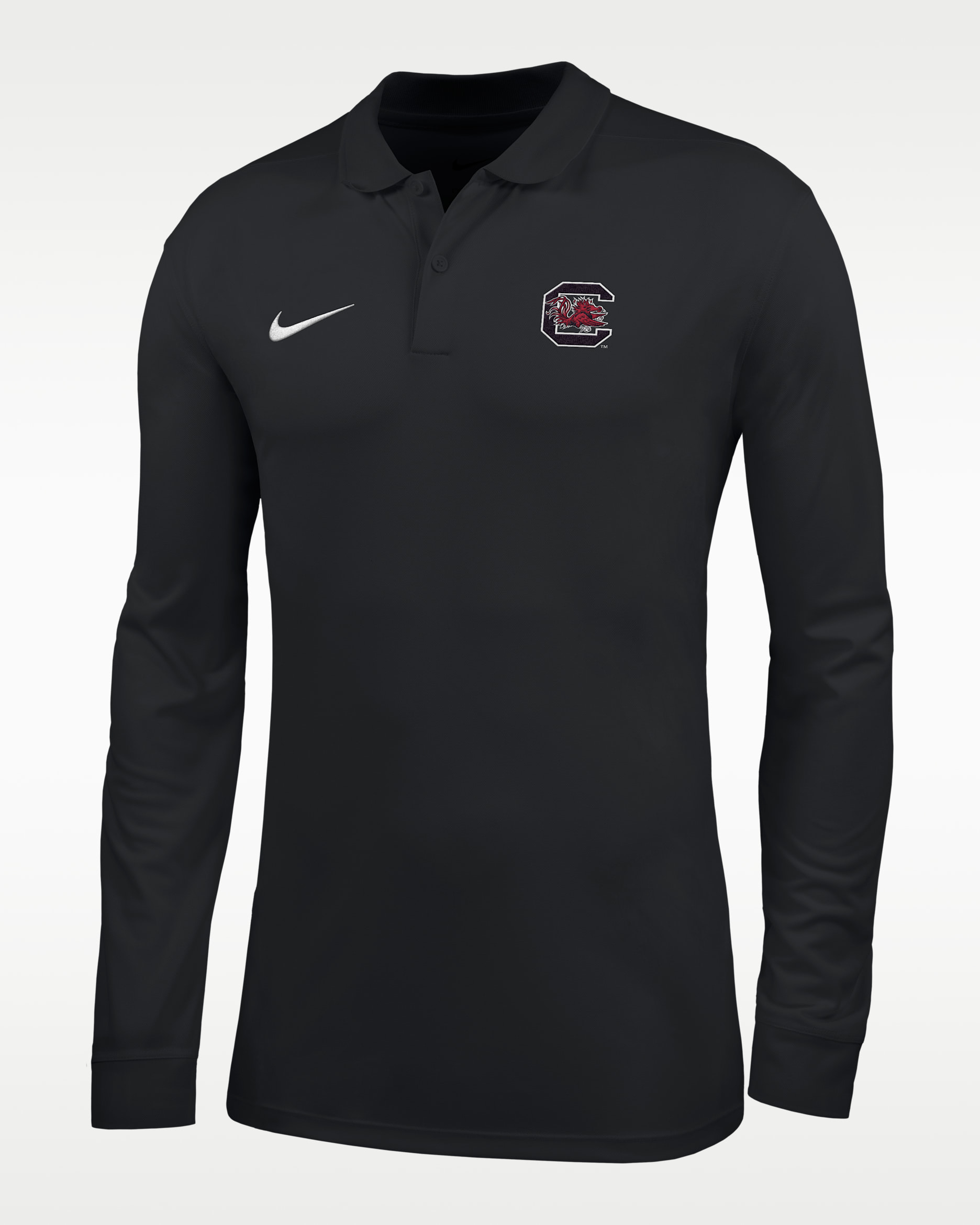 Polo universitario de manga larga Nike Dri-FIT para hombre South Carolina Victory - Negro