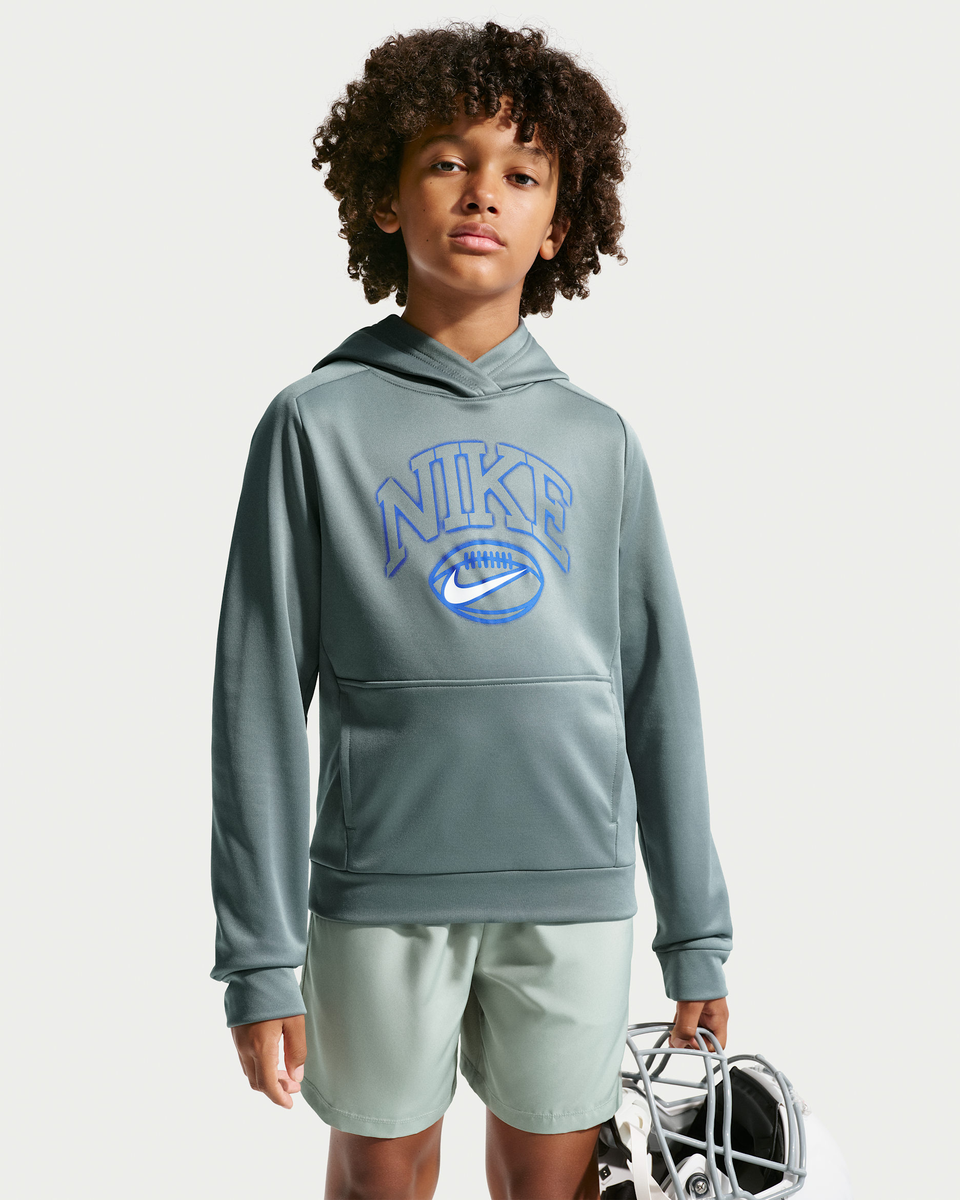 Sudadera con gorro sin cierre Therma-FIT para niño talla grande Nike Trophy - Gris humo
