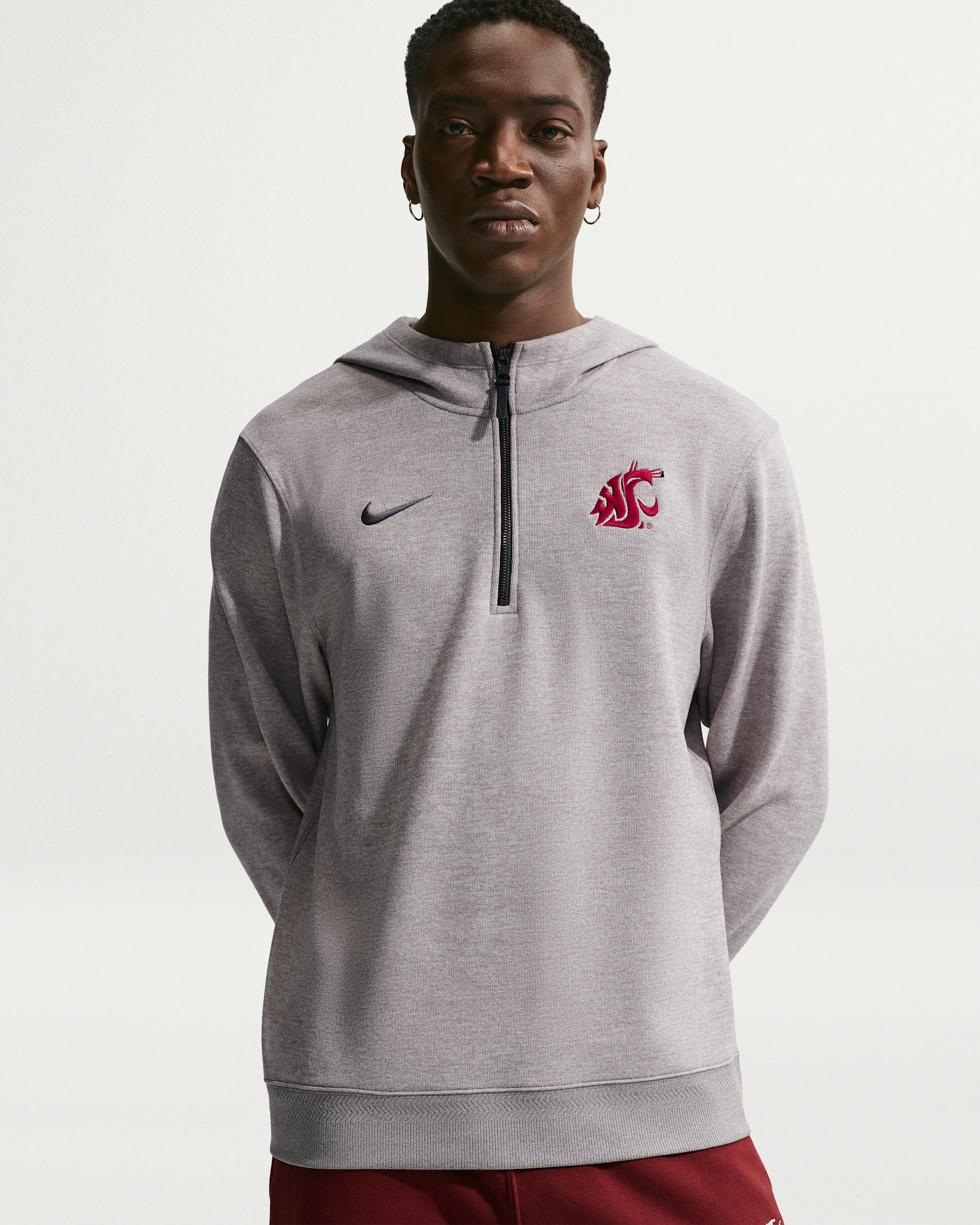 Washington State Cougars Nike NCAA Men's Basketball Coaches' Pullover Hoodie - Medium Grey