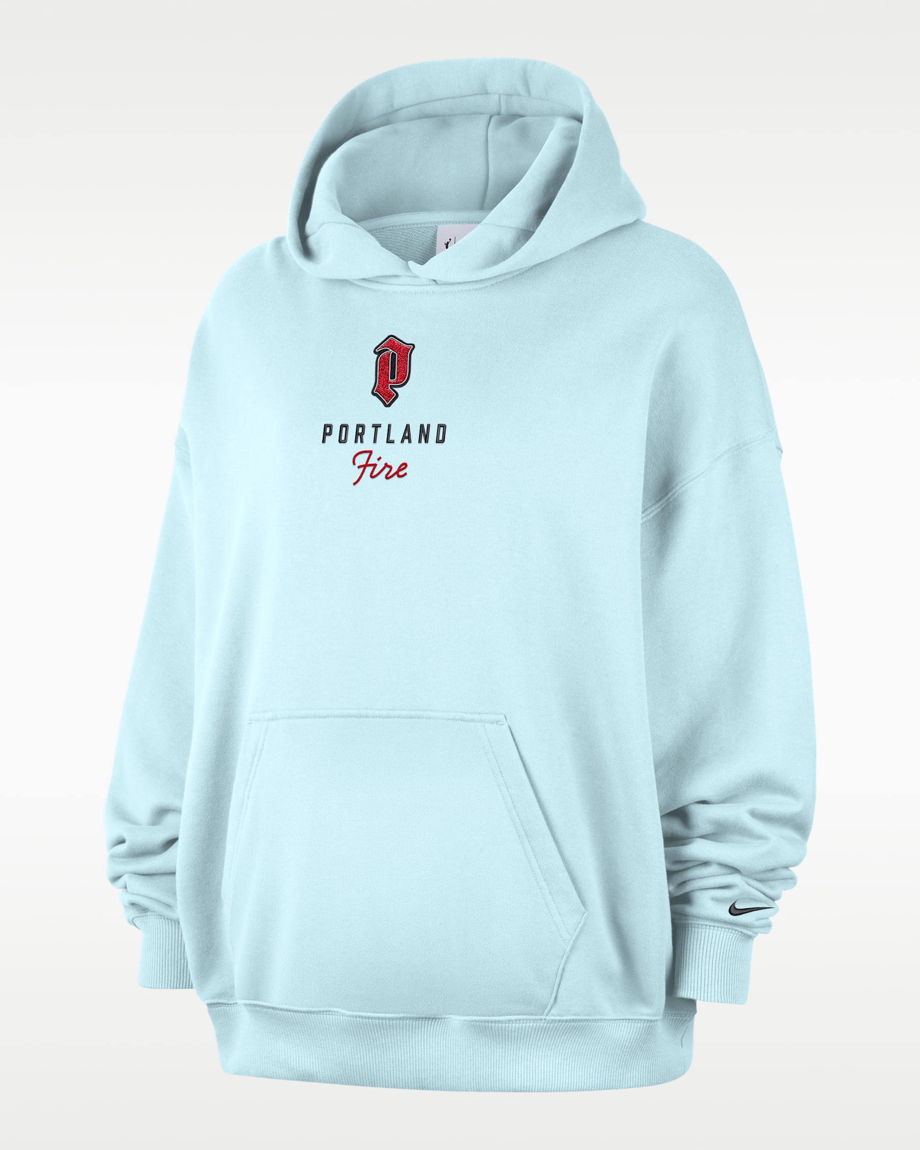 Portland Fire Women's Oversized French Terry Pullover Hoodie - Glacier Blue/Black