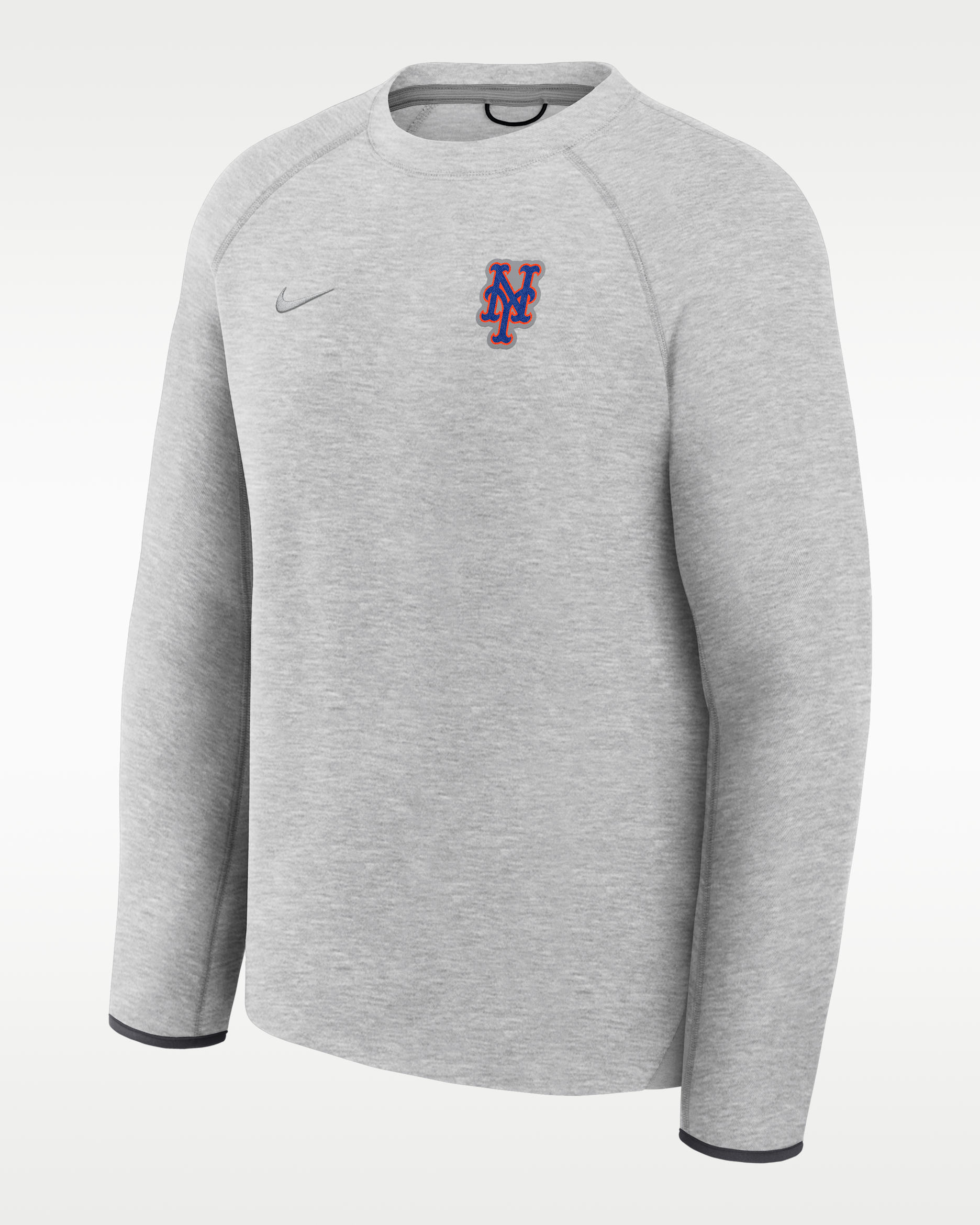 New York Mets Tech Fleece Men's Nike MLB Pullover Crew - Dark Grey Heather