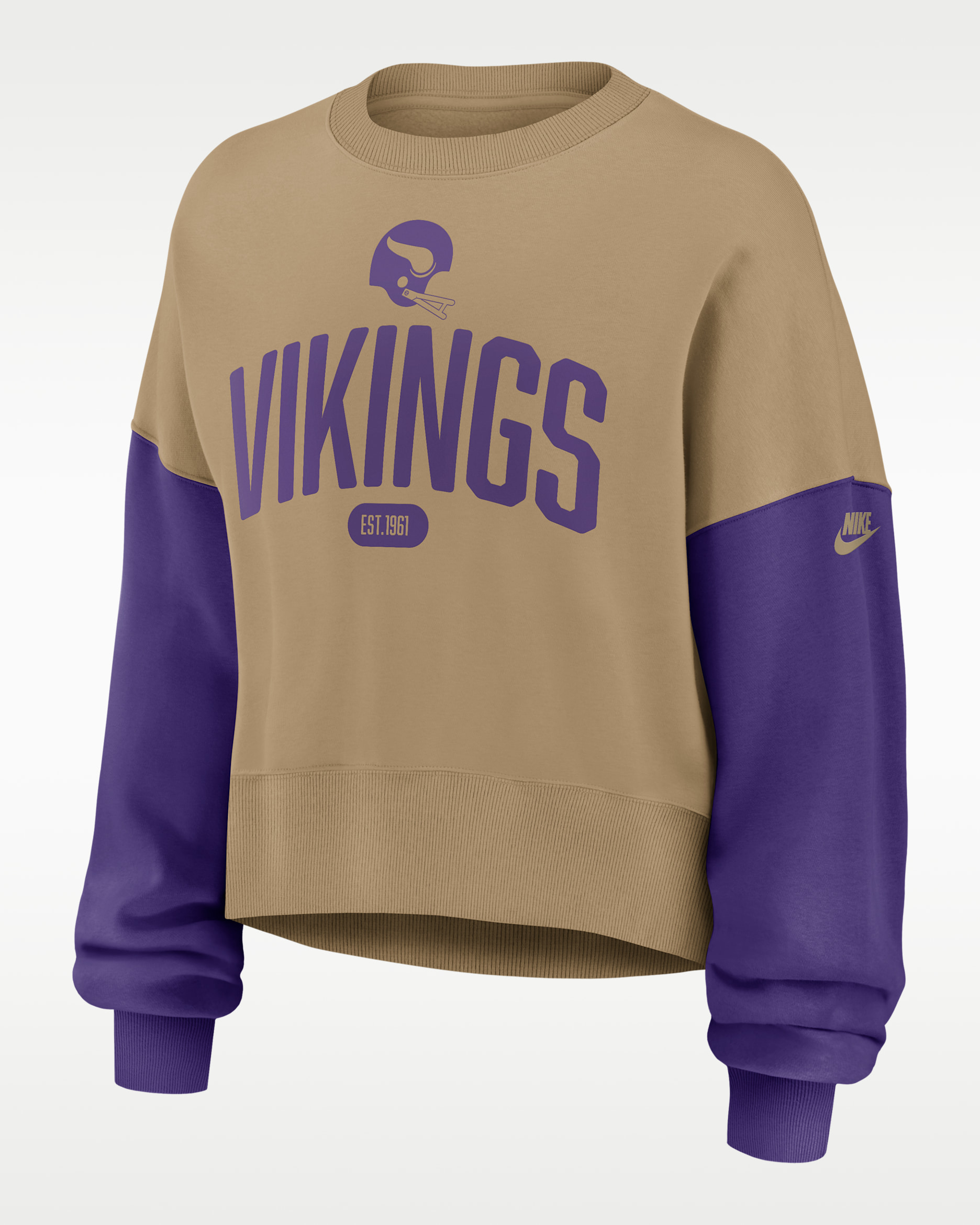 Minnesota Vikings Rewind Women's Nike NFL Pullover Crew - Tan/Beige