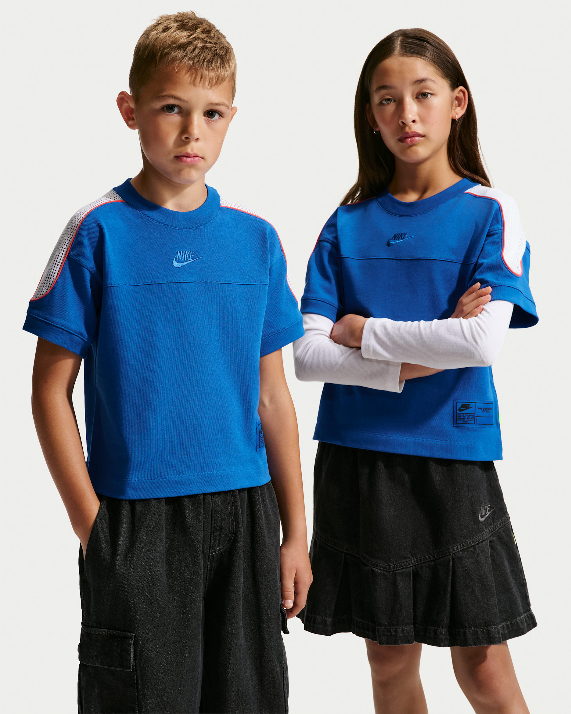 Nike Sportswear Collection Big Kids' Short-Sleeve Top - Game Royal/White/Track Red/Game Royal