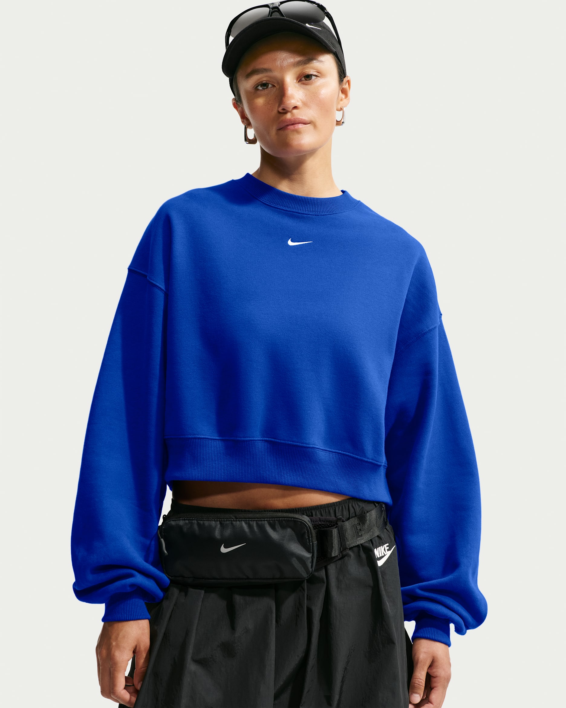 Nike Studio Fleece Medium Weight Women's Oversized Cropped Crew - Old Royal/Sail