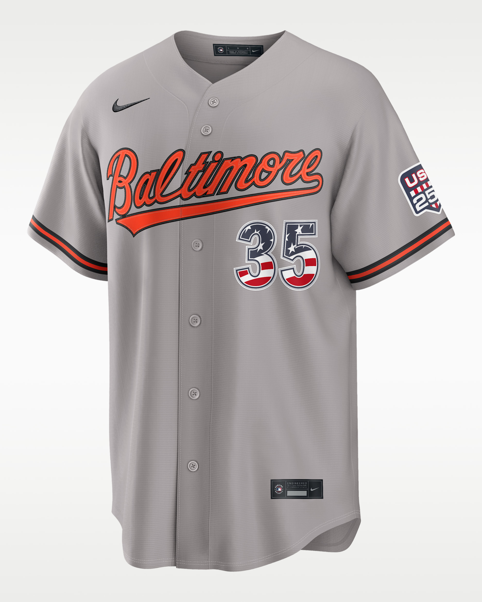 Adley Rutschman Baltimore Orioles USA 250 Men's Nike MLB Stadium Jersey - Grey