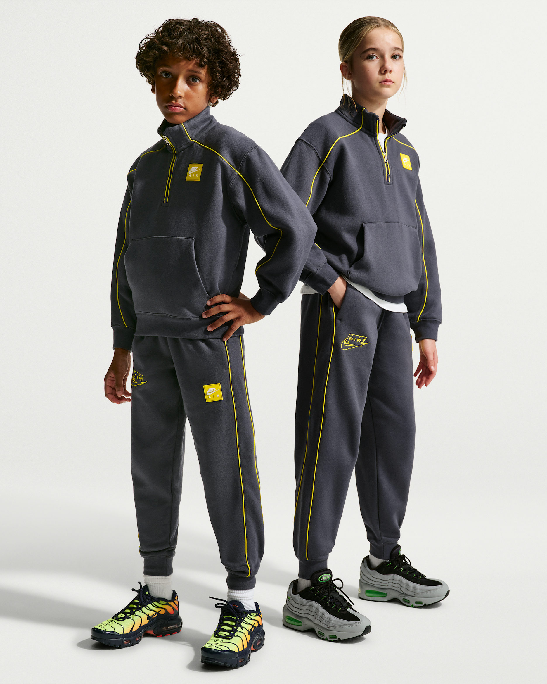 Sweats Nike Air i fleece för ungdom - Gridiron/Opti Yellow/Opti Yellow