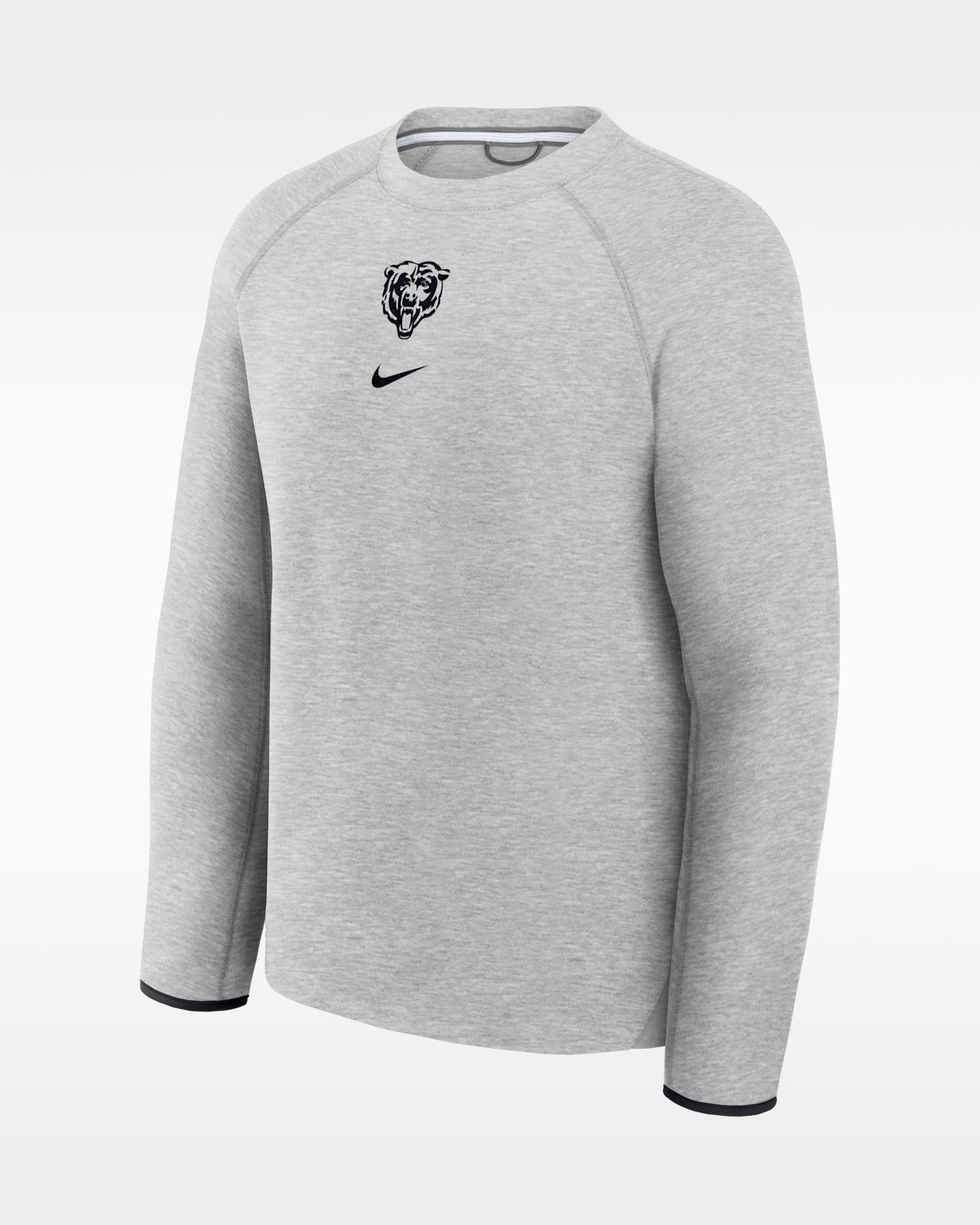 Chicago Bears Tech Fleece Men's Nike NFL Pullover Crew - Grey Heather/Black