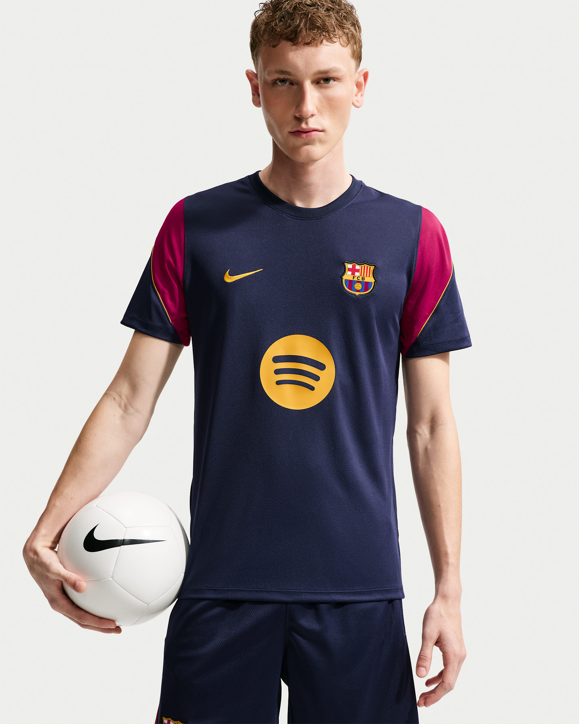F.C. Barcelona Strike Men's Nike Football Dri-FIT Short-Sleeve Top - Blackened Blue/Noble Red/Blackened Blue/Mineral Yellow