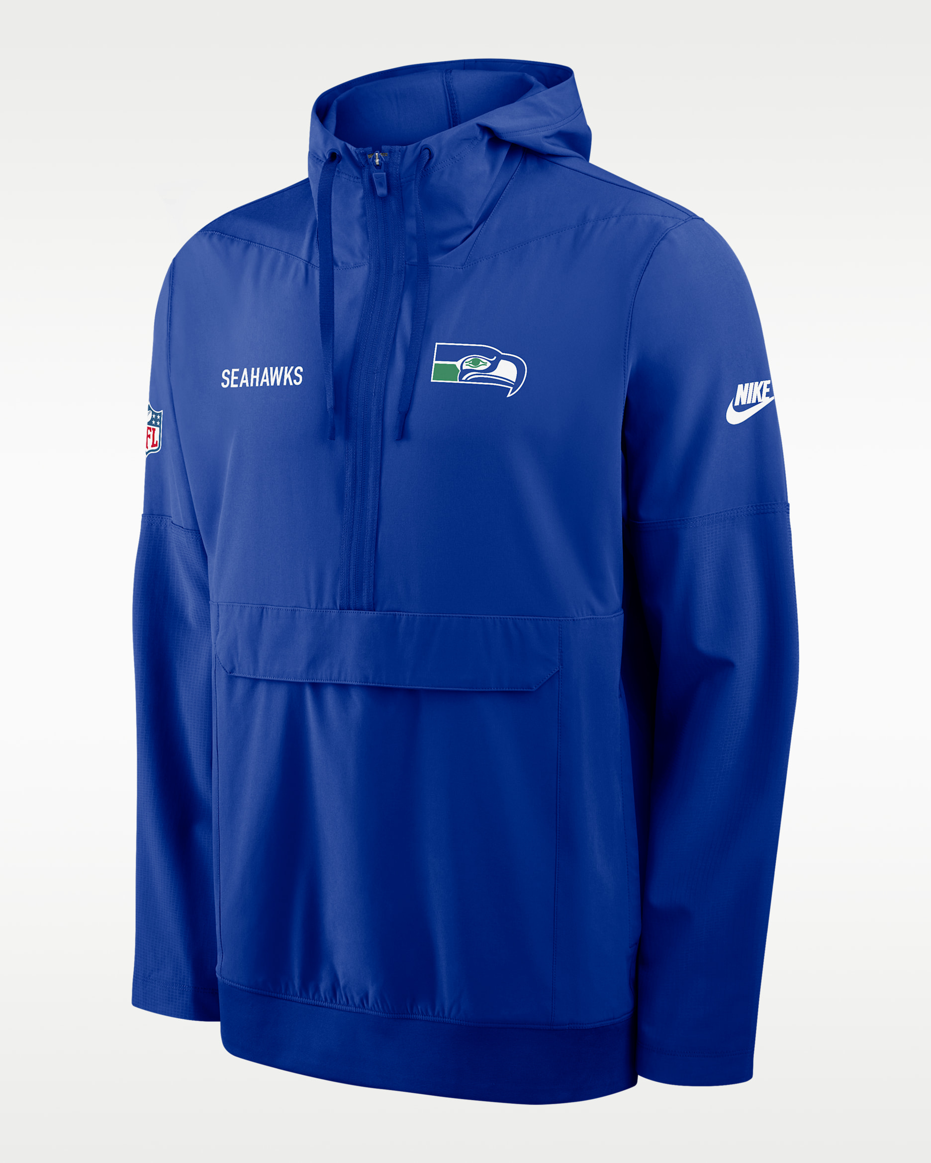 Seattle Seahawks Alt Option Route Anorak Men's Nike NFL 1/2-Zip Hooded Jacket - Royal