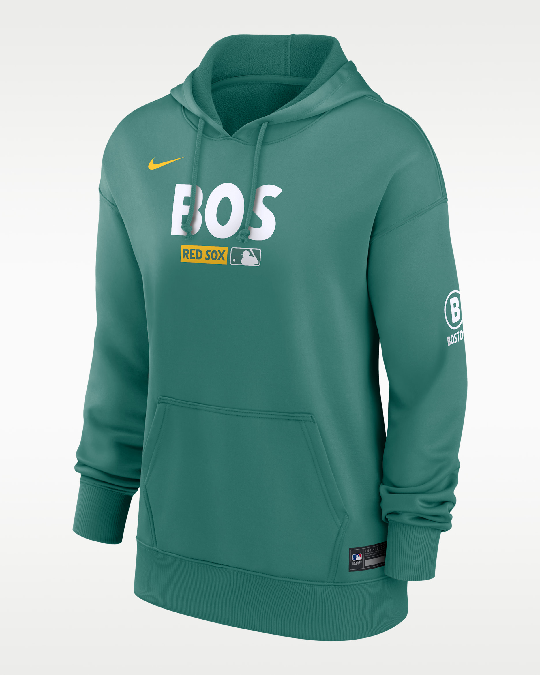 Boston Red Sox Authentic Collection City Connect Women's Nike Therma MLB Pullover Hoodie - Green