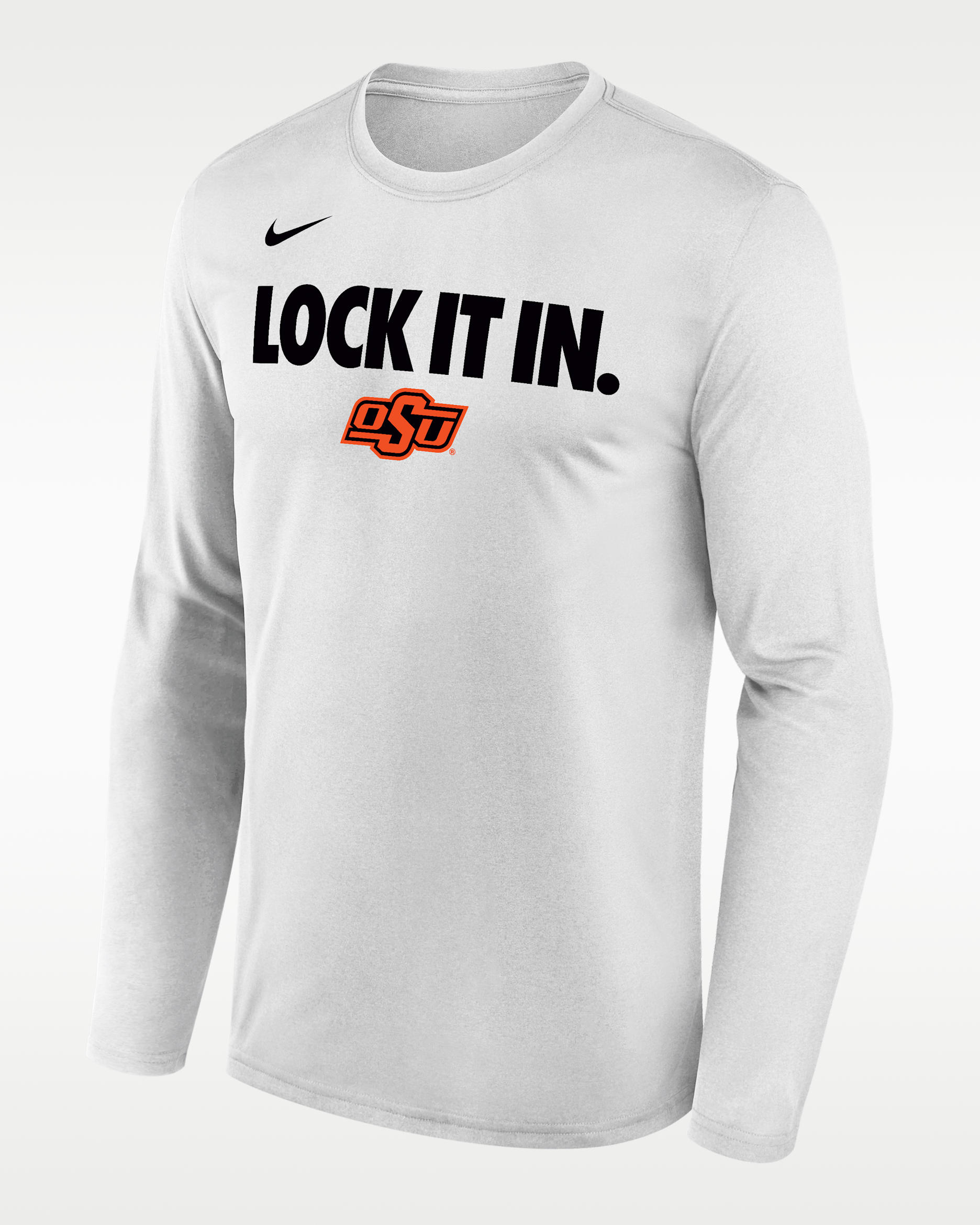 Oklahoma State 2026 On-Court Bench Men's Nike Dri-FIT College Long-Sleeve T-Shirt - White