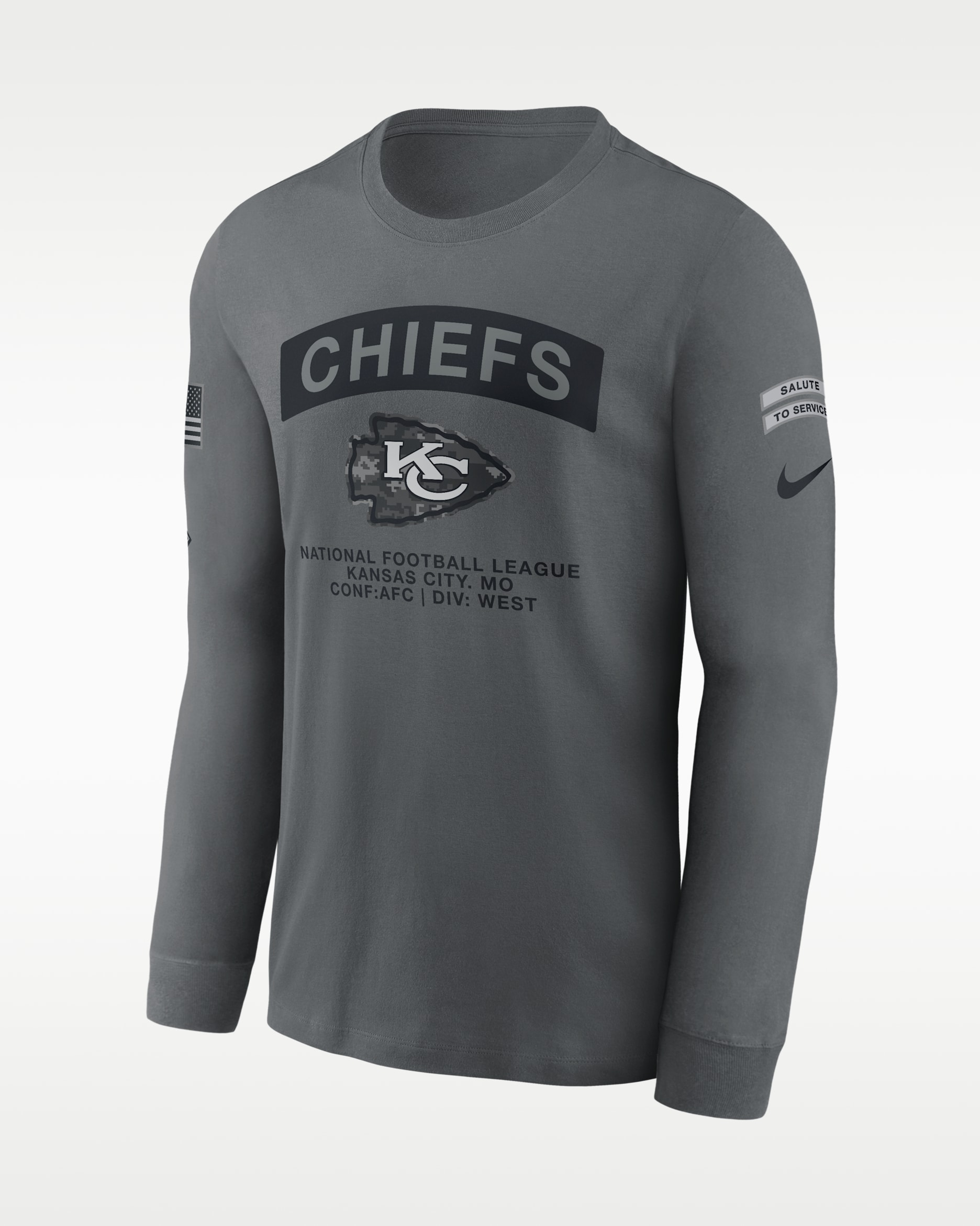 Kansas City Chiefs Salute to Service Men's Nike NFL Long-Sleeve T-Shirt - Grey