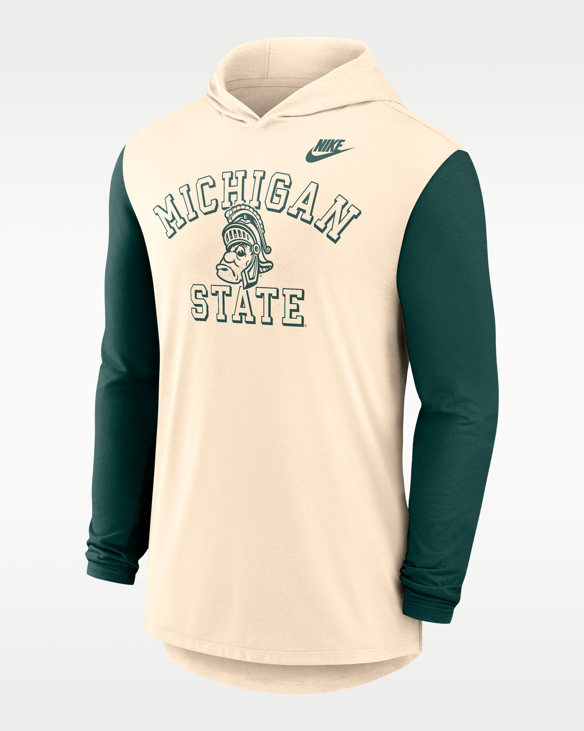Michigan State Legacy Men's Nike Dri-FIT College Long-Sleeve Hooded T-Shirt - Natural
