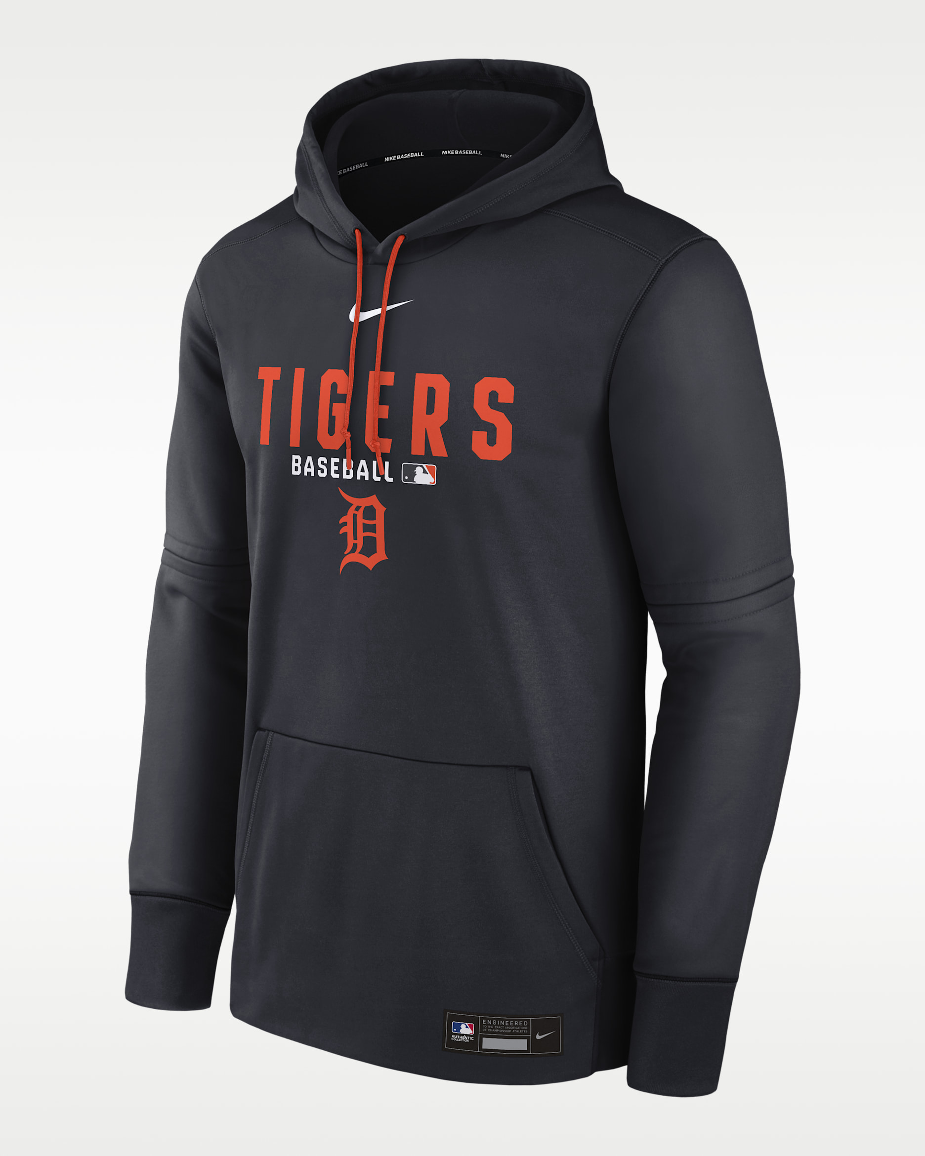 Detroit Tigers Authentic Collection Men's Nike Therma MLB Pullover Hoodie - Pitch Blue