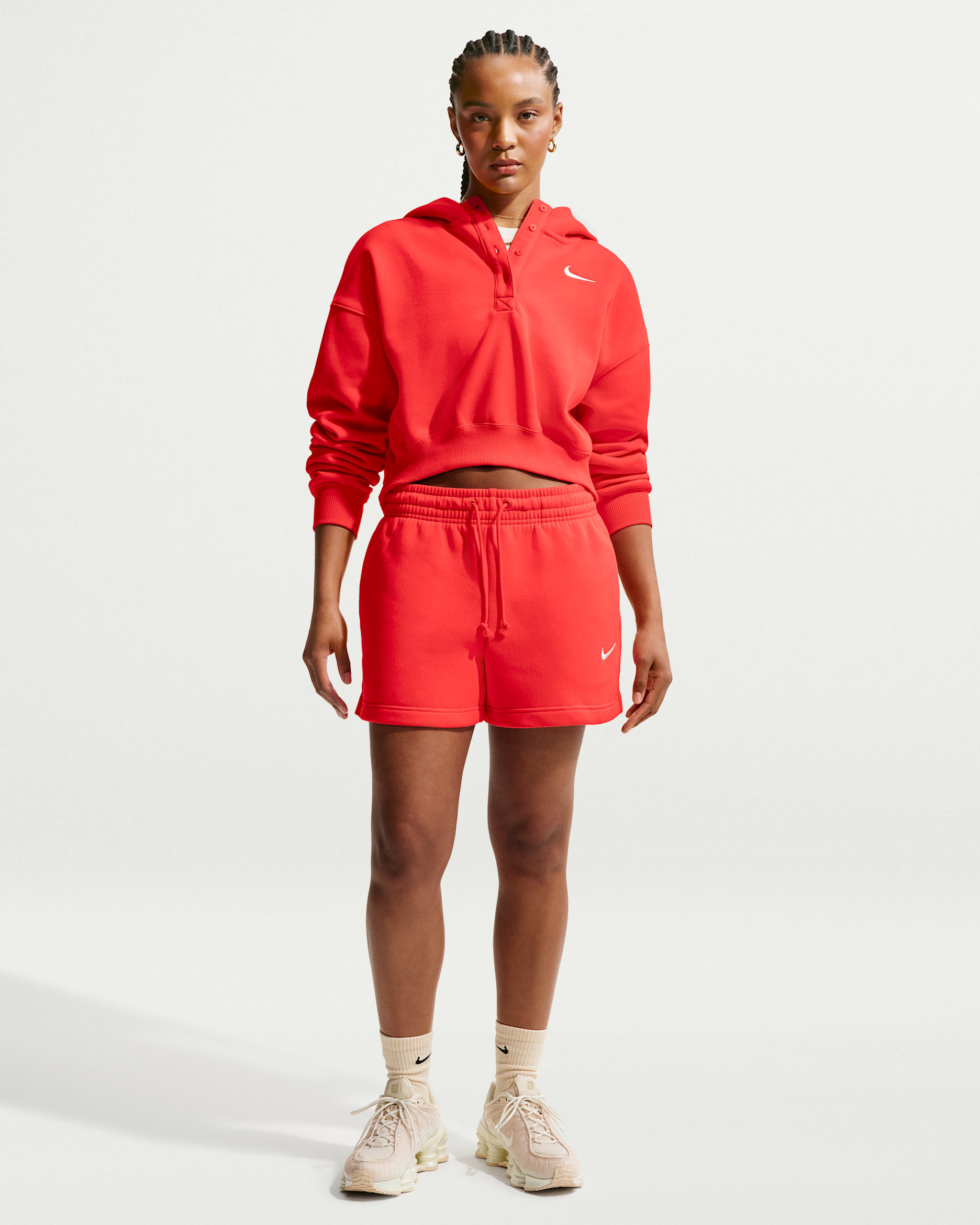 Nike Sportswear Phoenix Fleece Women's Mid-Rise 4" Shorts - Light Crimson/Sail