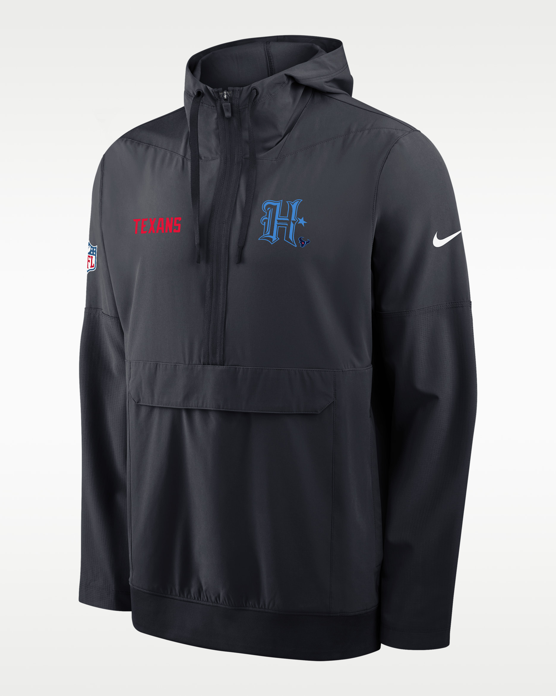 Houston Texans Alt Option Route Anorak Men's Nike NFL 1/2-Zip Hooded Jacket - Blue