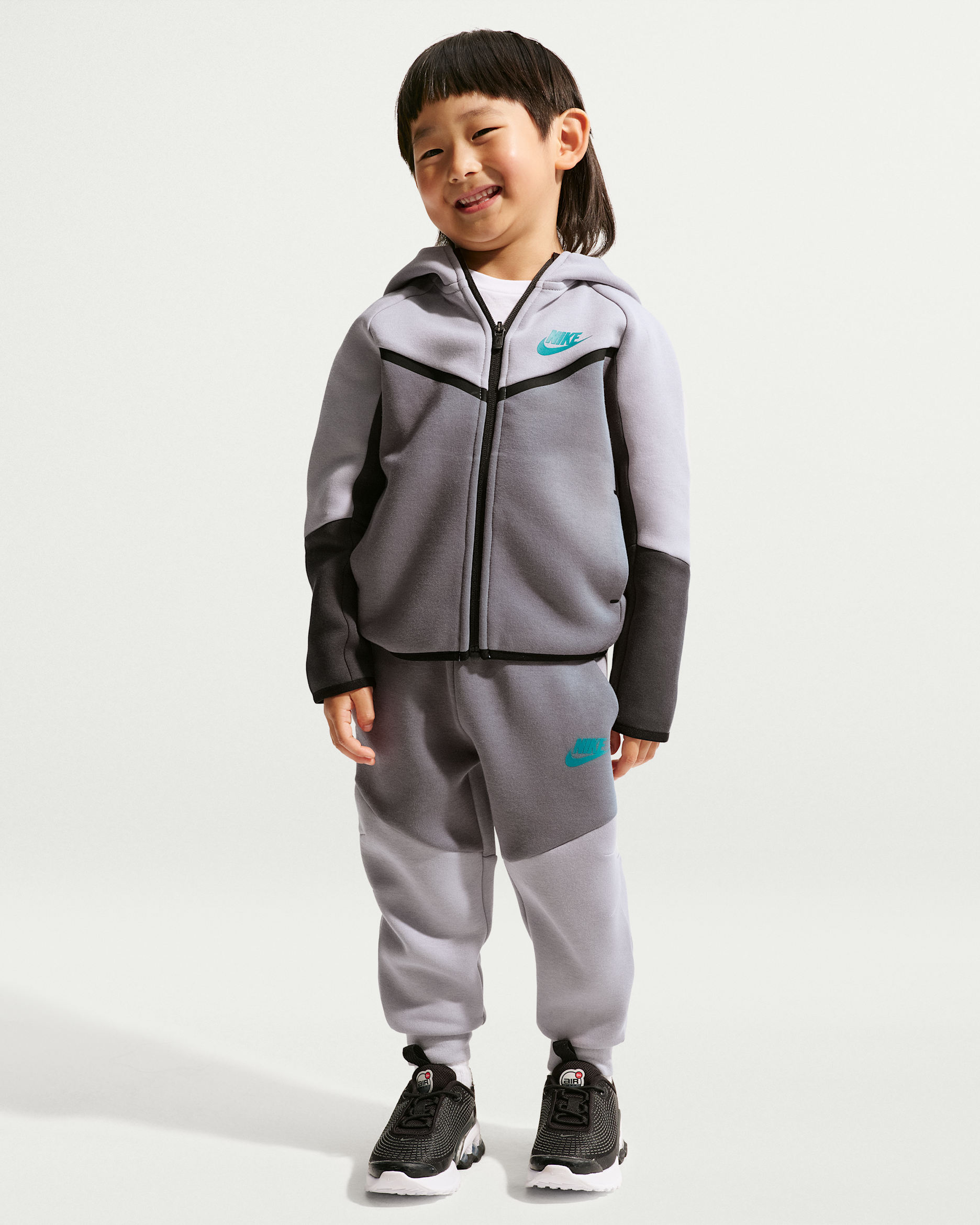 Conjunto de 2 piezas de Tech Fleece de cierre completo infantil Nike Sportswear - Gris lobo