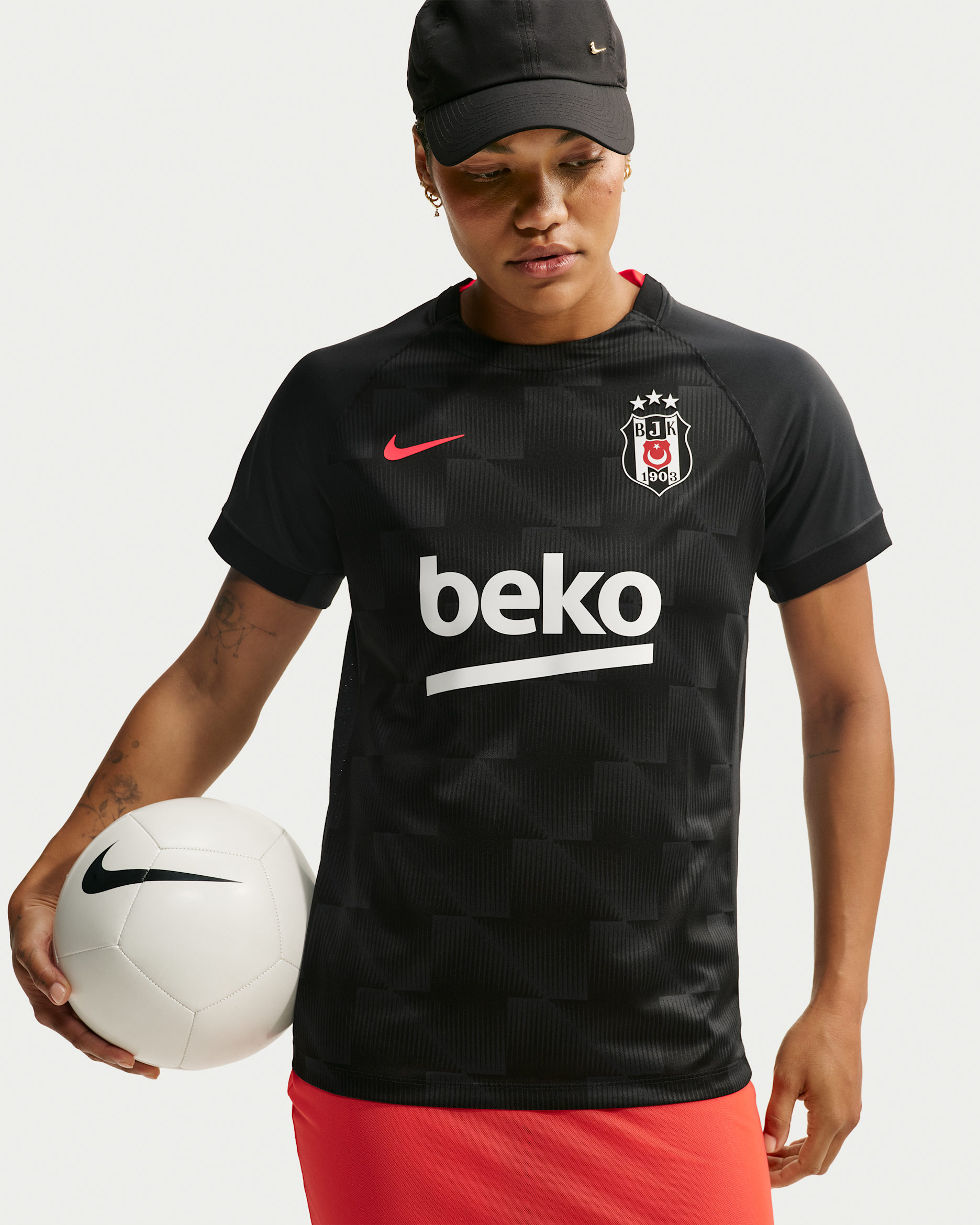 Beşiktaş J.K. 2026/27 Uit Nike Dri-FIT replicavoetbalshirt voor dames - Zwart/Off Noir/Bright Crimson/Bright Crimson