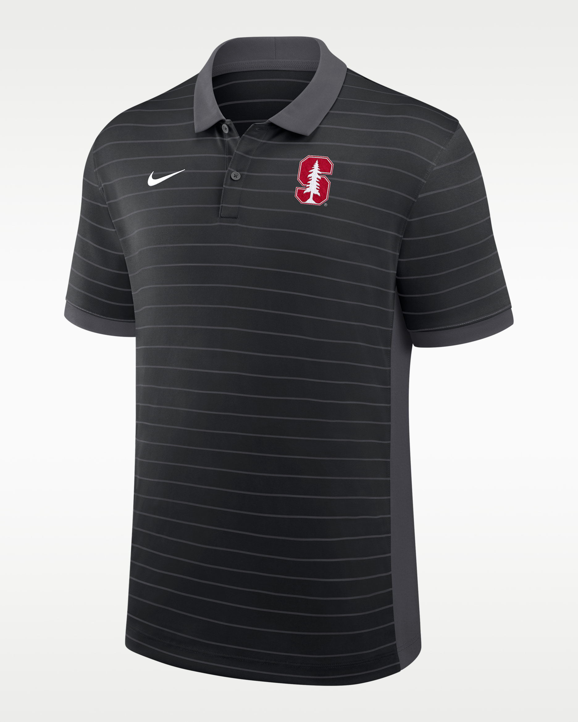 Stanford Sideline Early Season Coach Victory Stripe Men's Nike Dri-FIT College Polo - Black/Grey