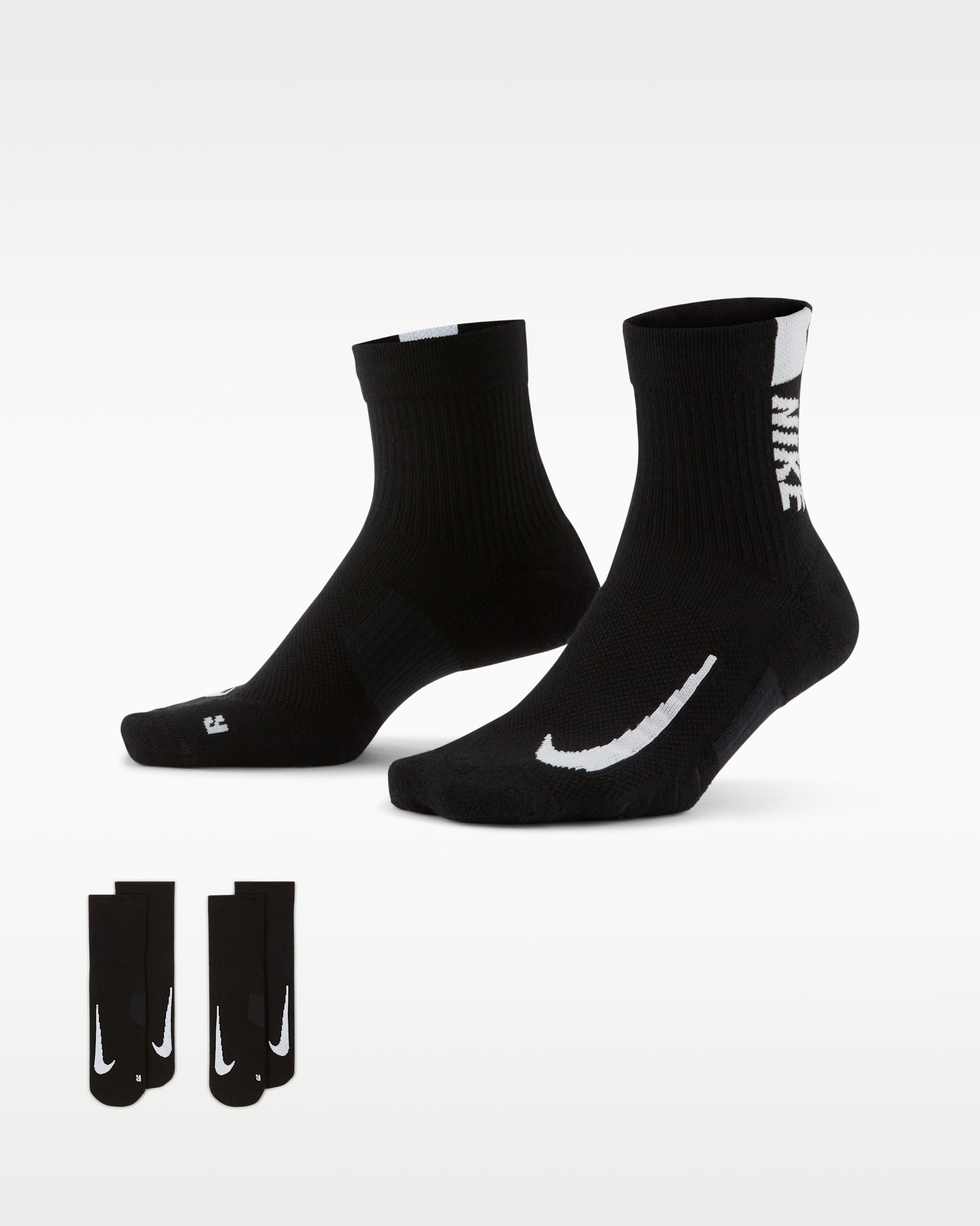Calcetines al tobillo de running Nike Multiplier (2 pares) - Negro/Blanco