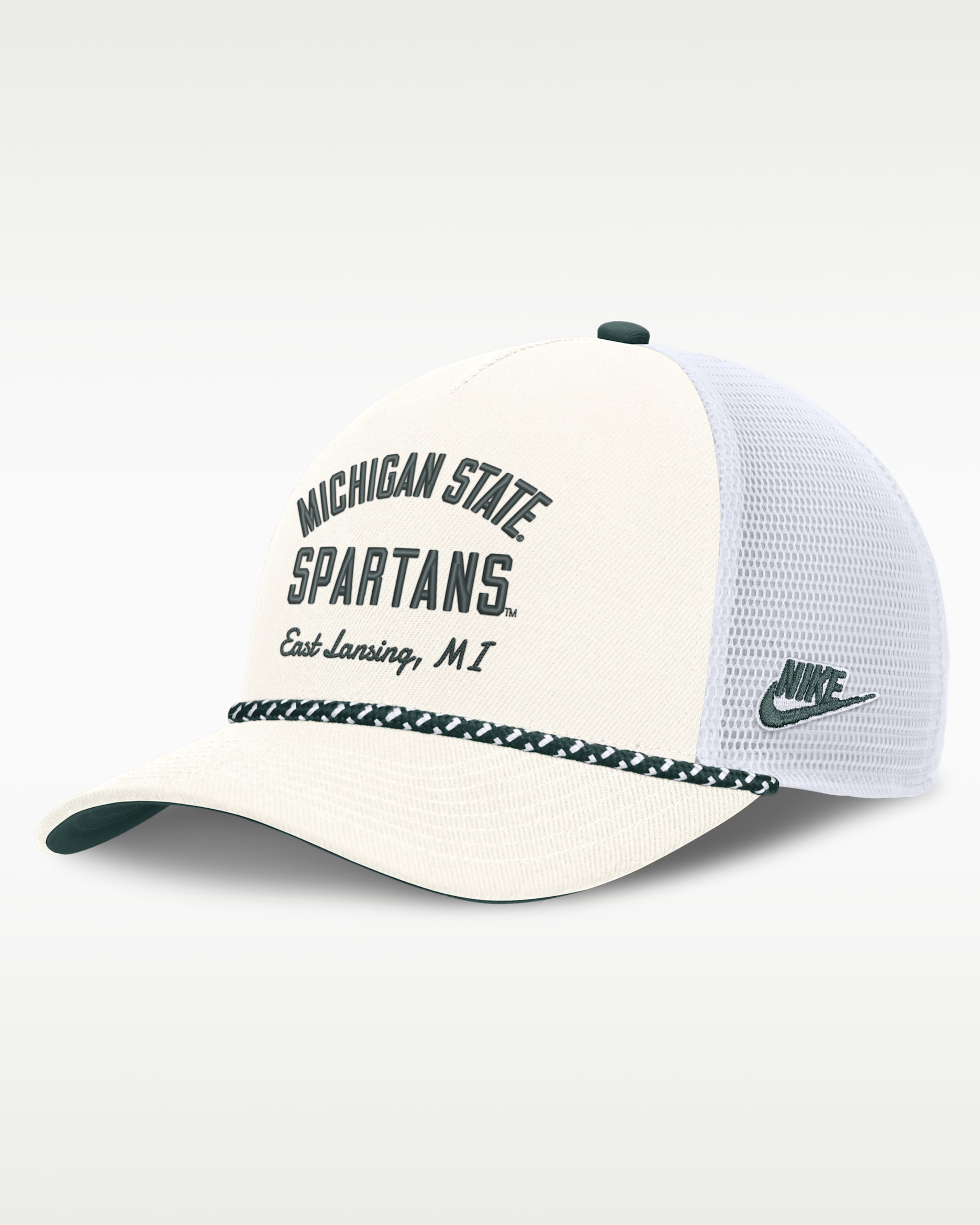 Michigan State Denim Men's Nike College Trucker Adjustable Hat - White