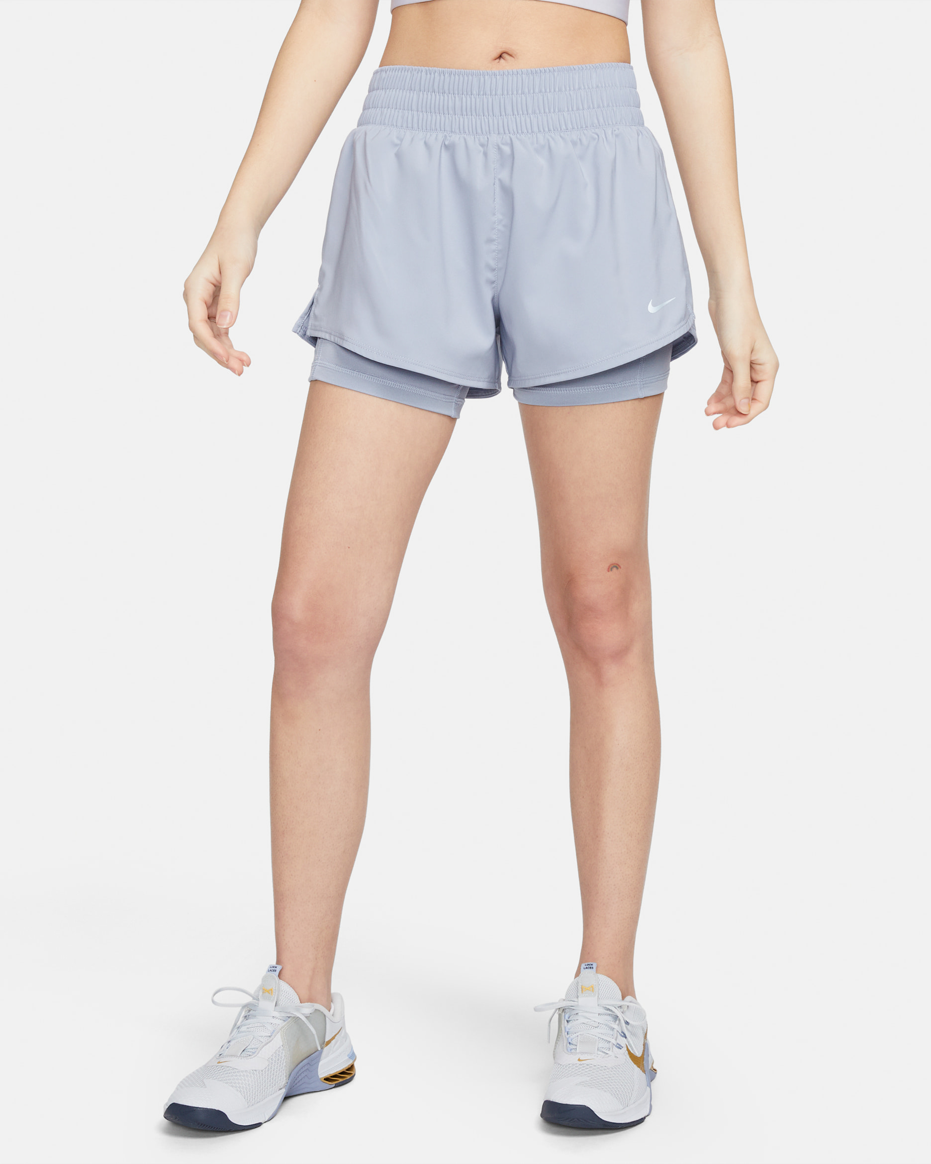 Nike Dri-FIT One Women's Mid-rise 8cm (approx.) 2-in-1 Shorts - Indigo Haze