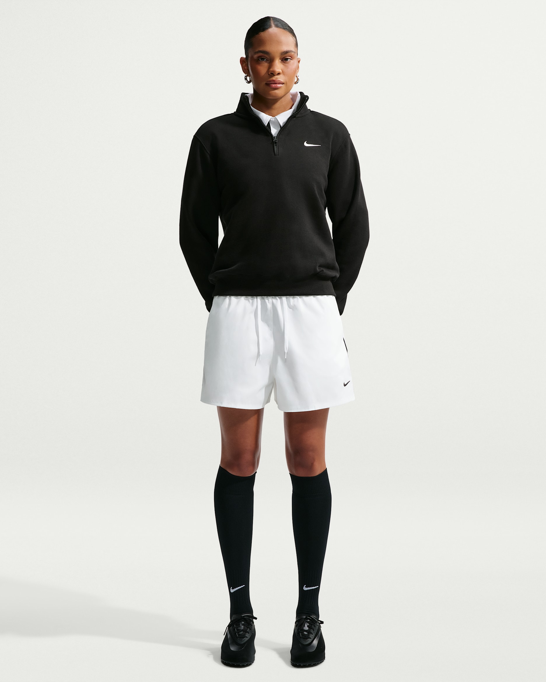Nike Sportswear Women's Loose Mid-Rise Shorts - White/Black/Black