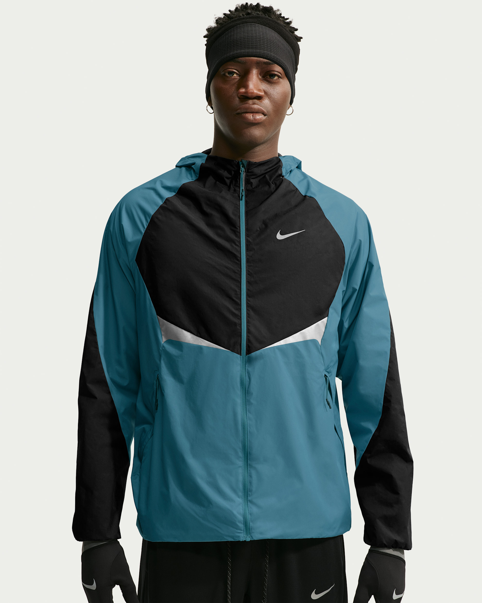 Veste de running d'hiver déperlante Therma-FIT Nike Stride pour homme - Smokey Blue/Dark Smoke Grey/Noir