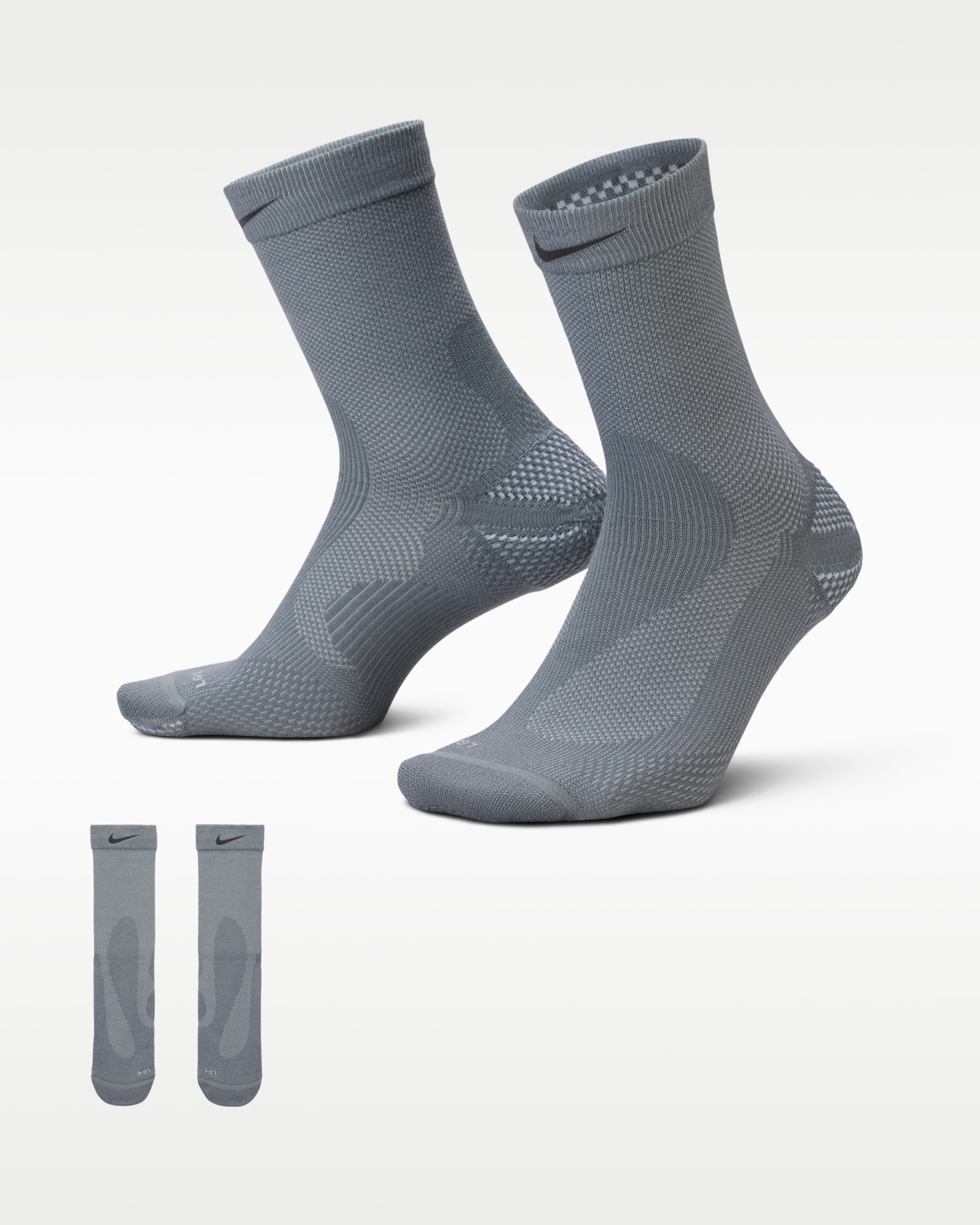 Nike Running Lightweight Wool Crew Socks (1 Pair) - Smoke Grey/Light Smoke Grey