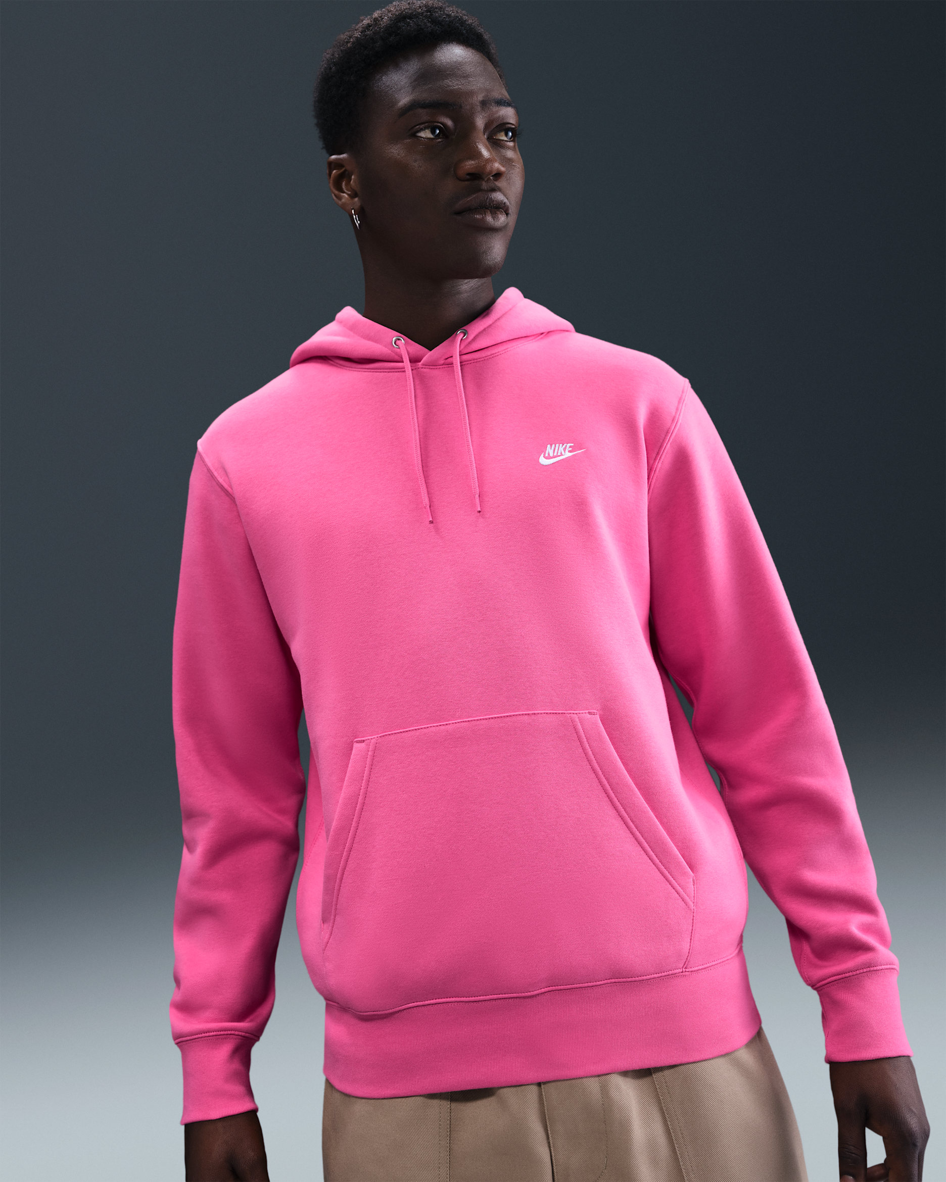 Sudadera con gorro sin cierre de tejido Fleece para hombre Nike Club - Rosa paleta/Rosa paleta/Blanco