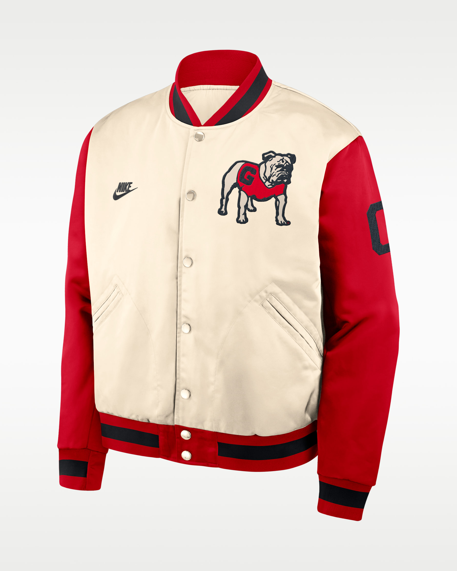 Georgia Legacy Men's Nike College Full-Snap Bomber Jacket - Natural/University Red