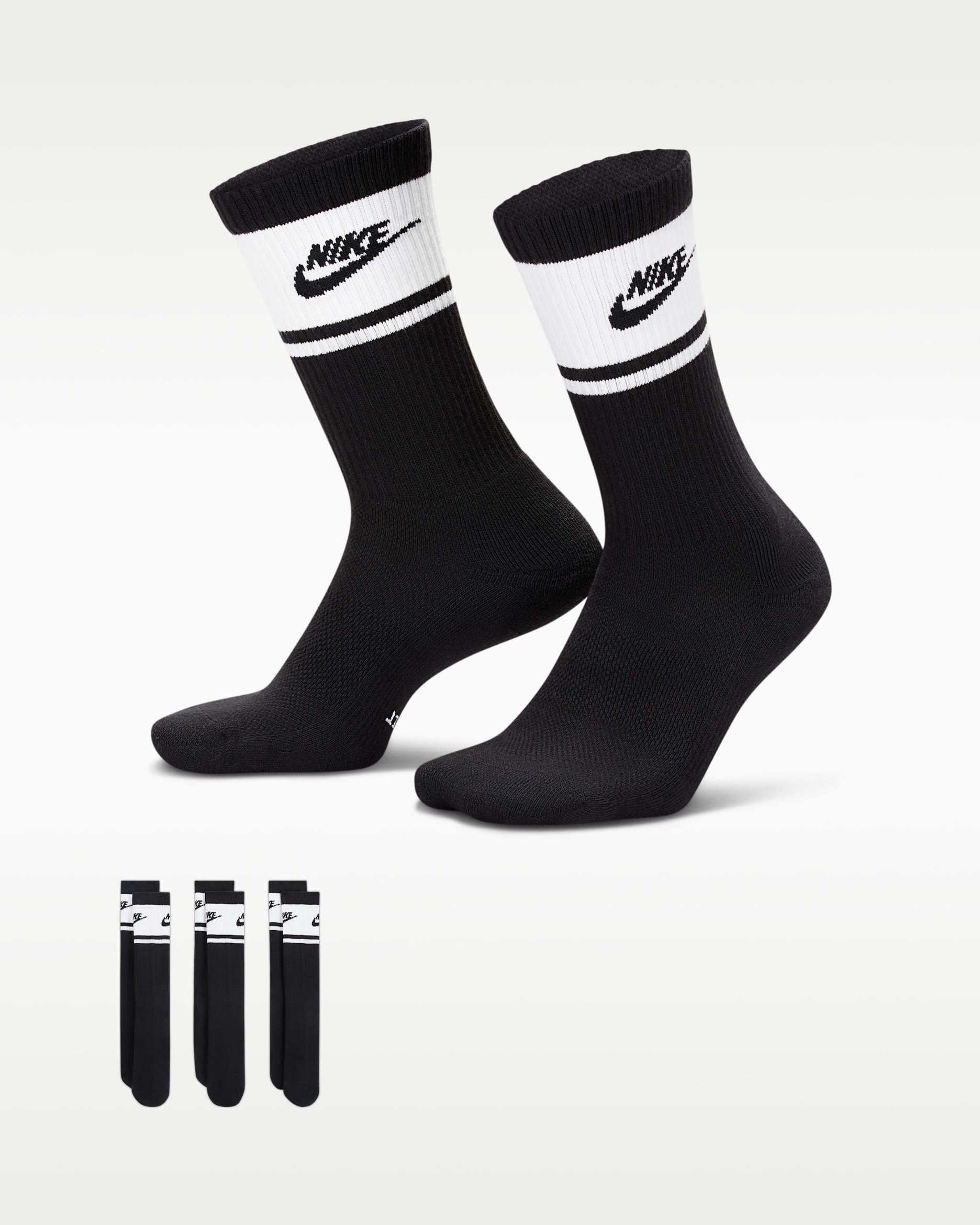 Nike Everyday Elevated Crew Socks (3 Pairs) - Black