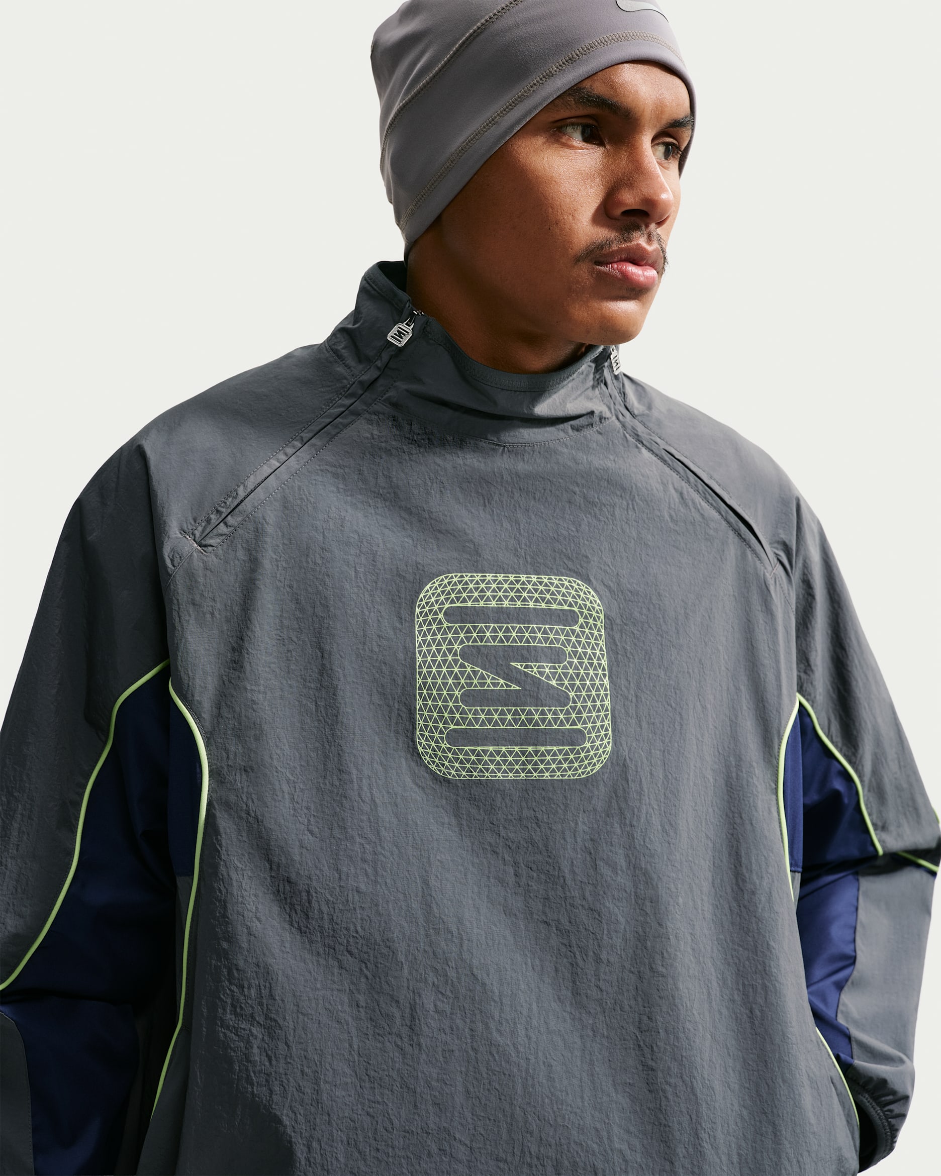 Nike Sportswear Men's Woven Jacket - Iron Grey/Midnight Navy/Light Lemon Twist