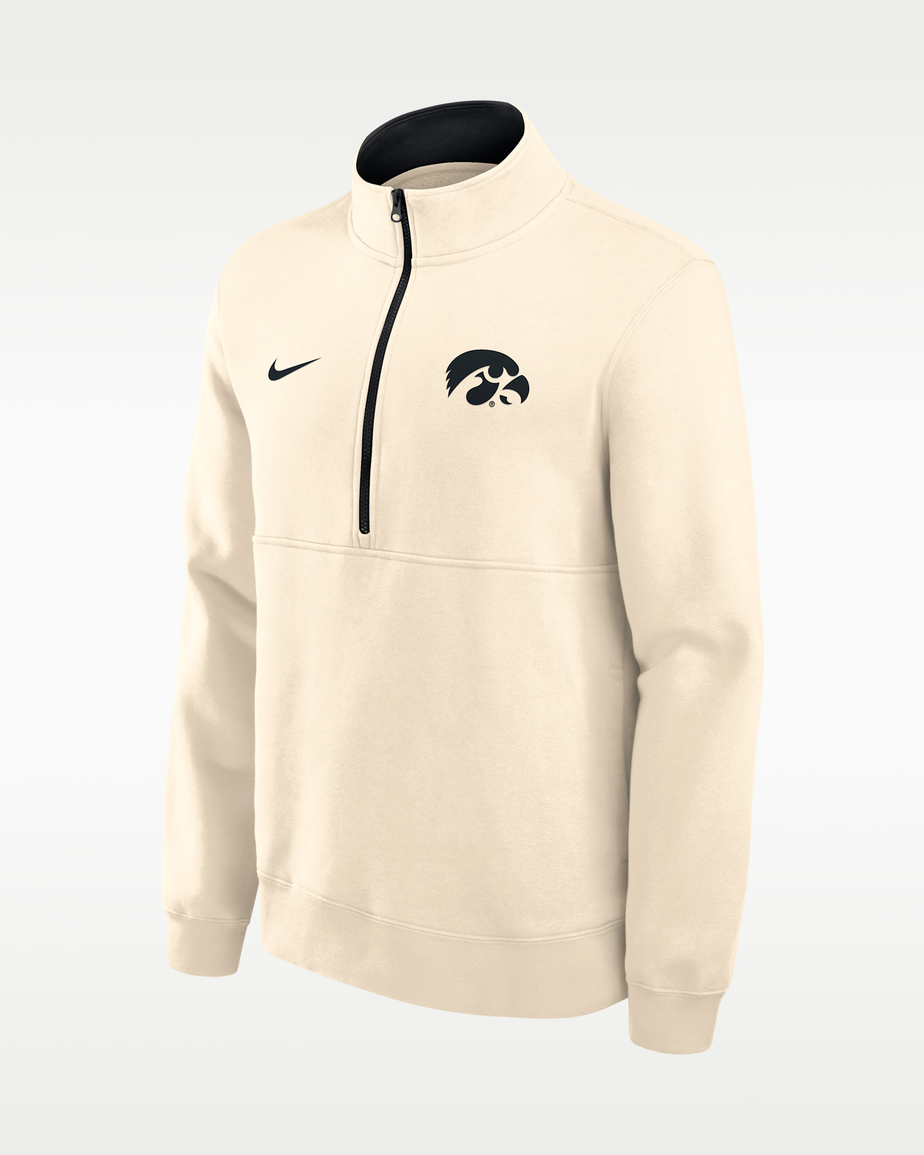 Sudadera de cuello redondo universitaria Nike de medio cierre para hombre Iowa Primetime Primary Logo - Natural/Negro