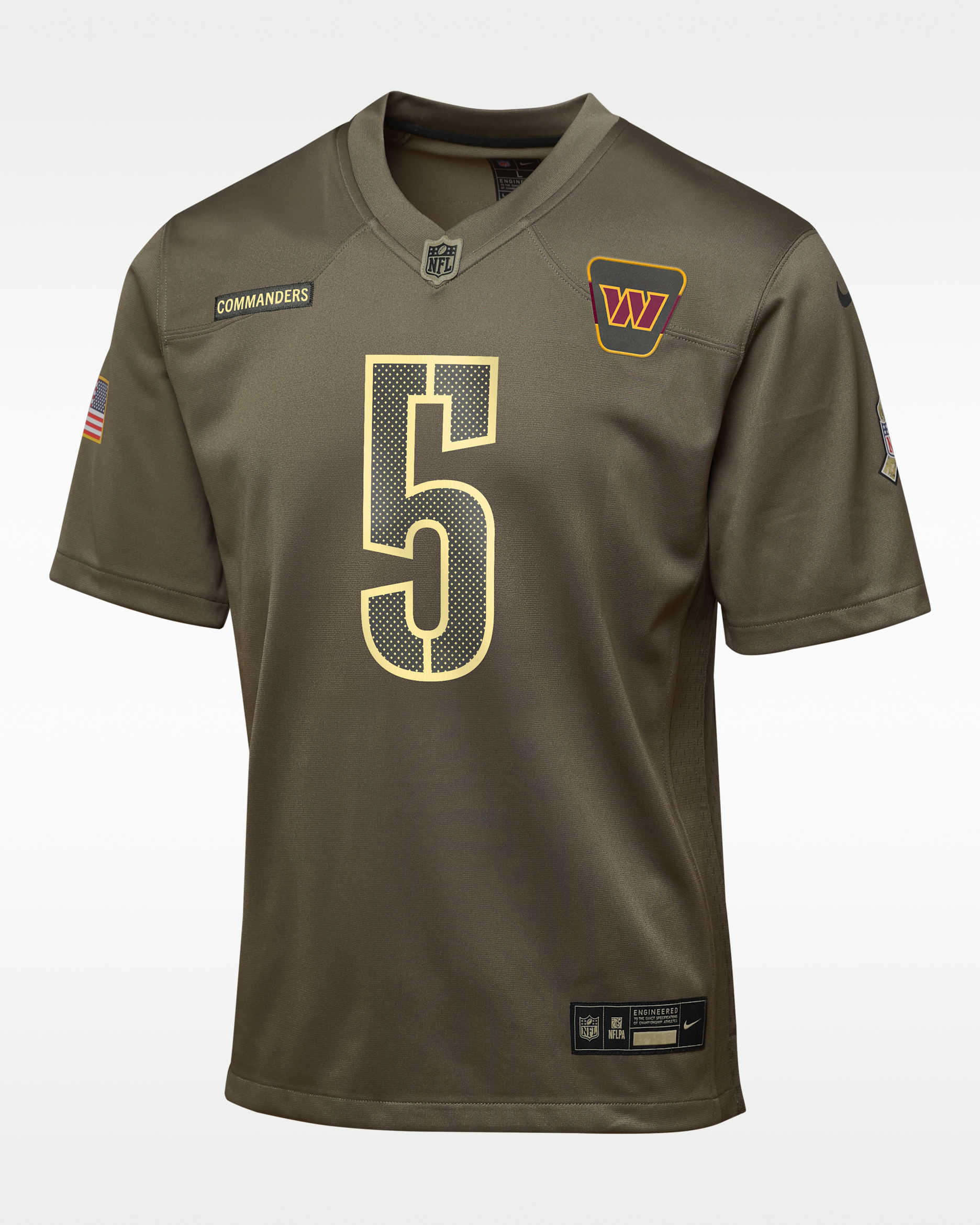 Jayden Daniels Washington Commanders Salute to Service Big Kids’ Nike NFL Game Jersey - Olive