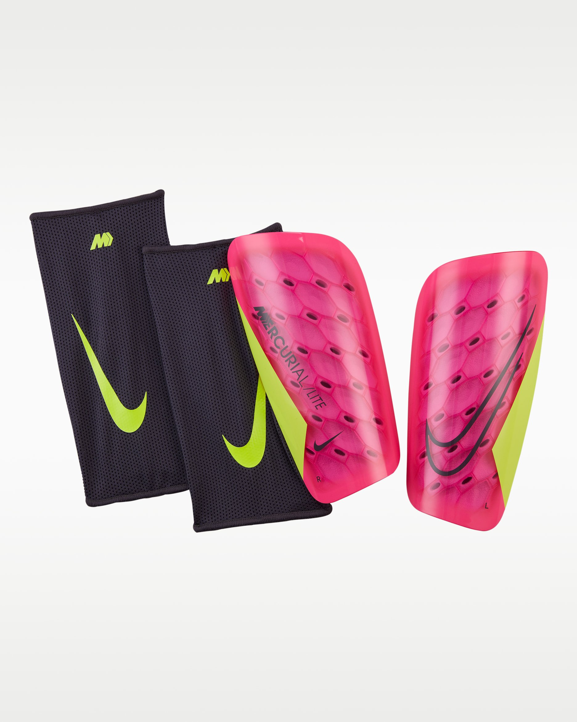 Nike Mercurial Lite Football Shinguards - Pink Spell/Volt/Gridiron