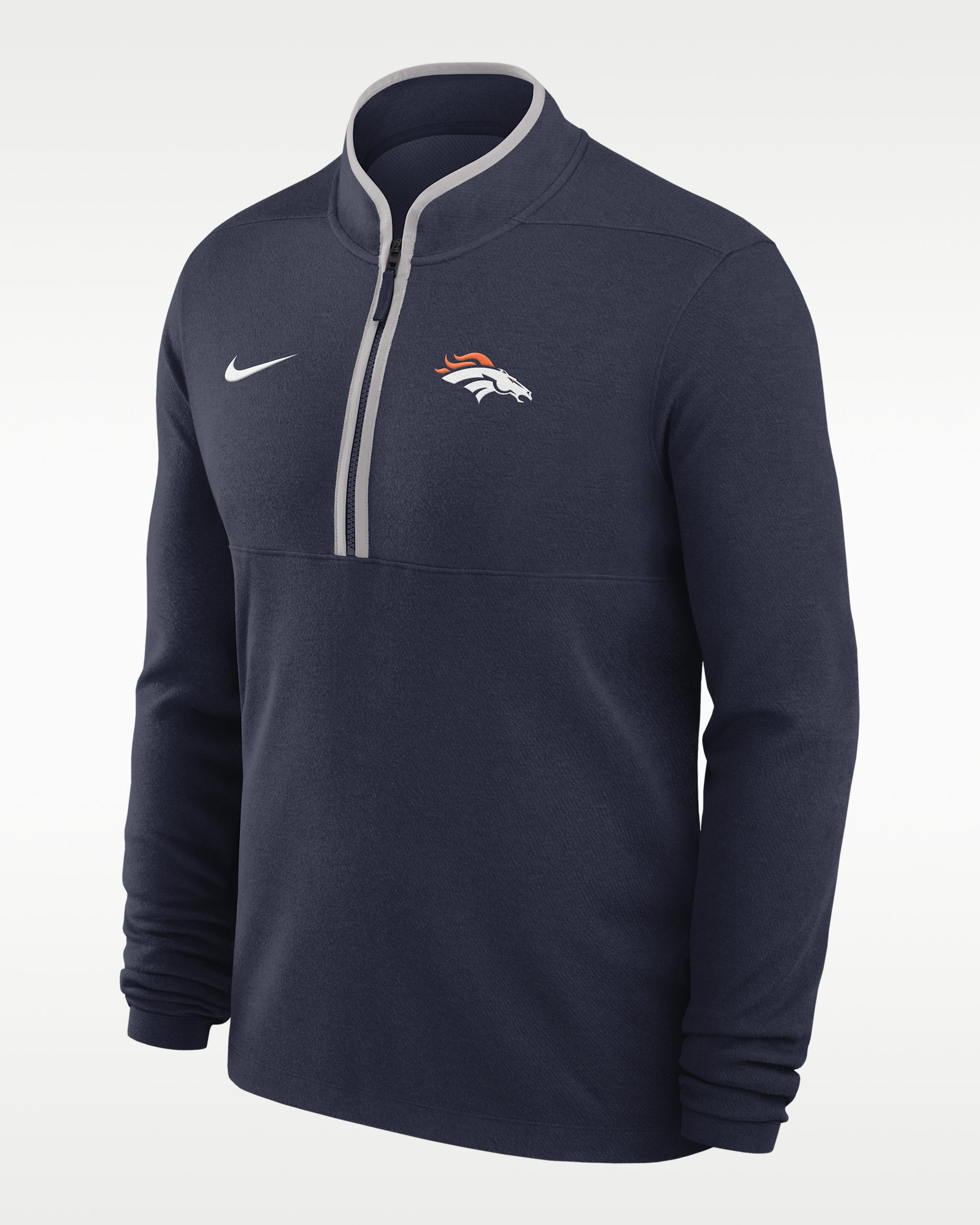 Playera de manga larga Nike Dri-FIT de la NFL de medio cierre para hombre Denver Broncos Logo Victory - Azul marino