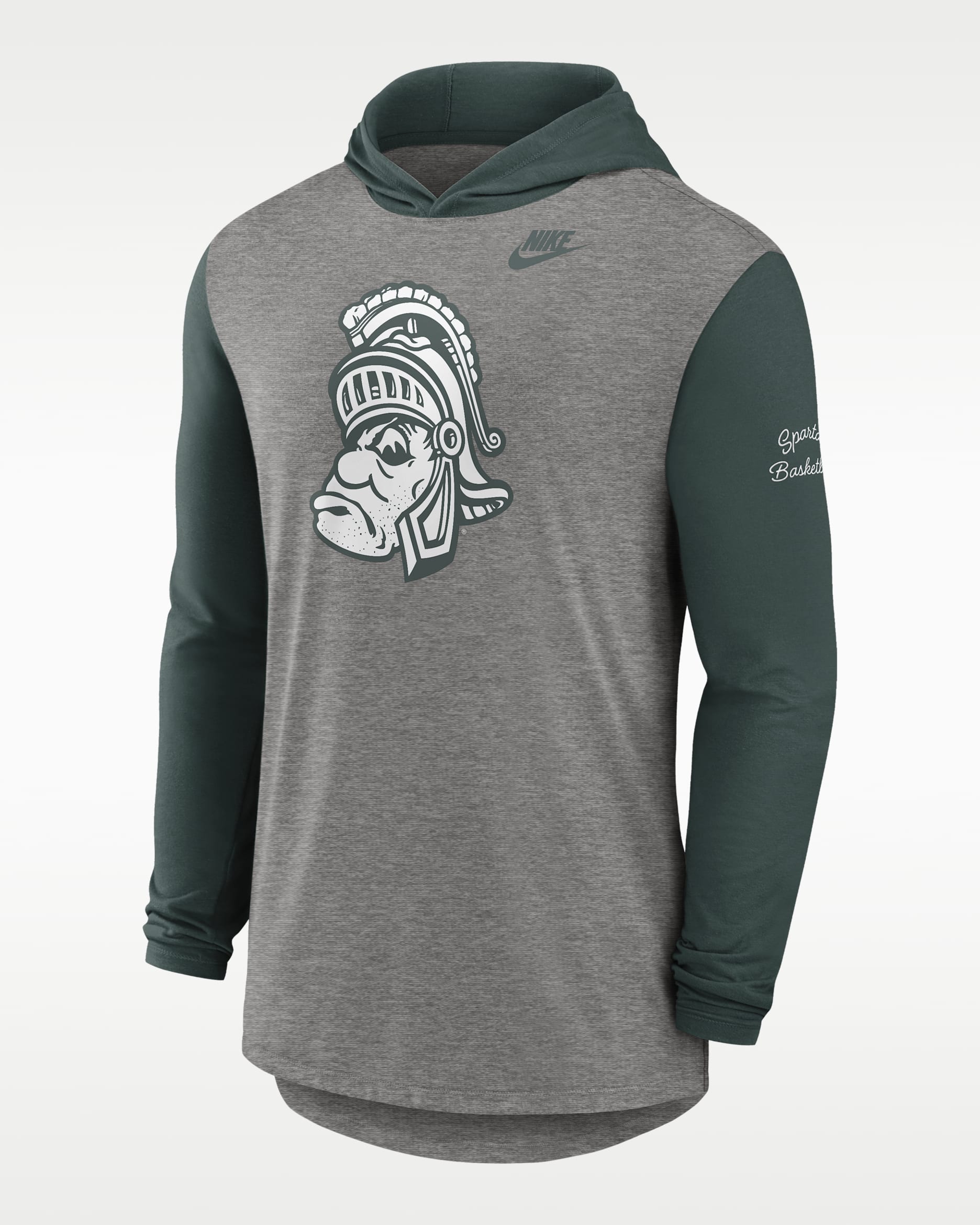 Michigan State Campus Legacy Men's Nike Dri-FIT College Long-Sleeve Hooded T-Shirt - Grey Heather